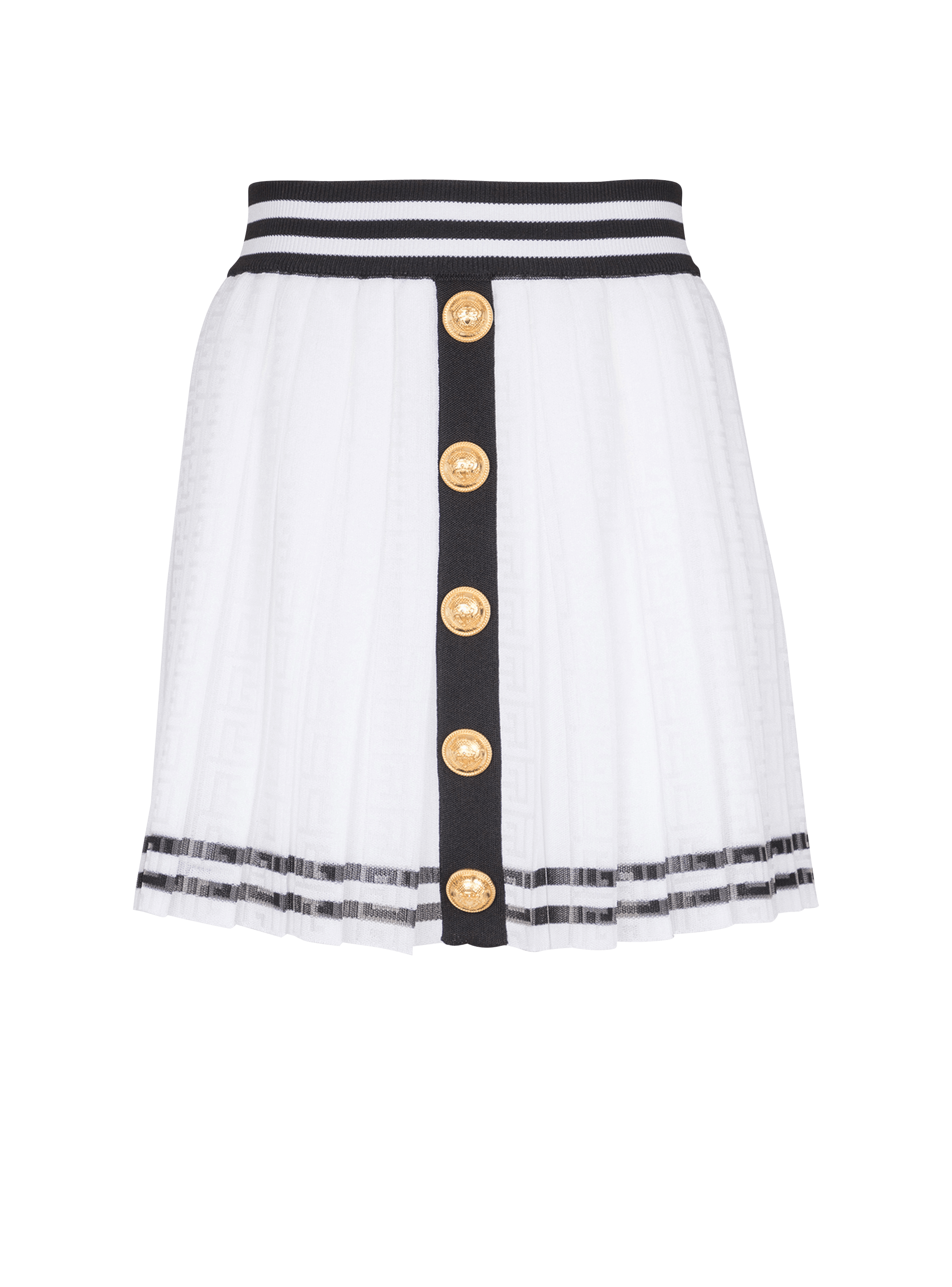 Pleated monogrammed knit skirt
