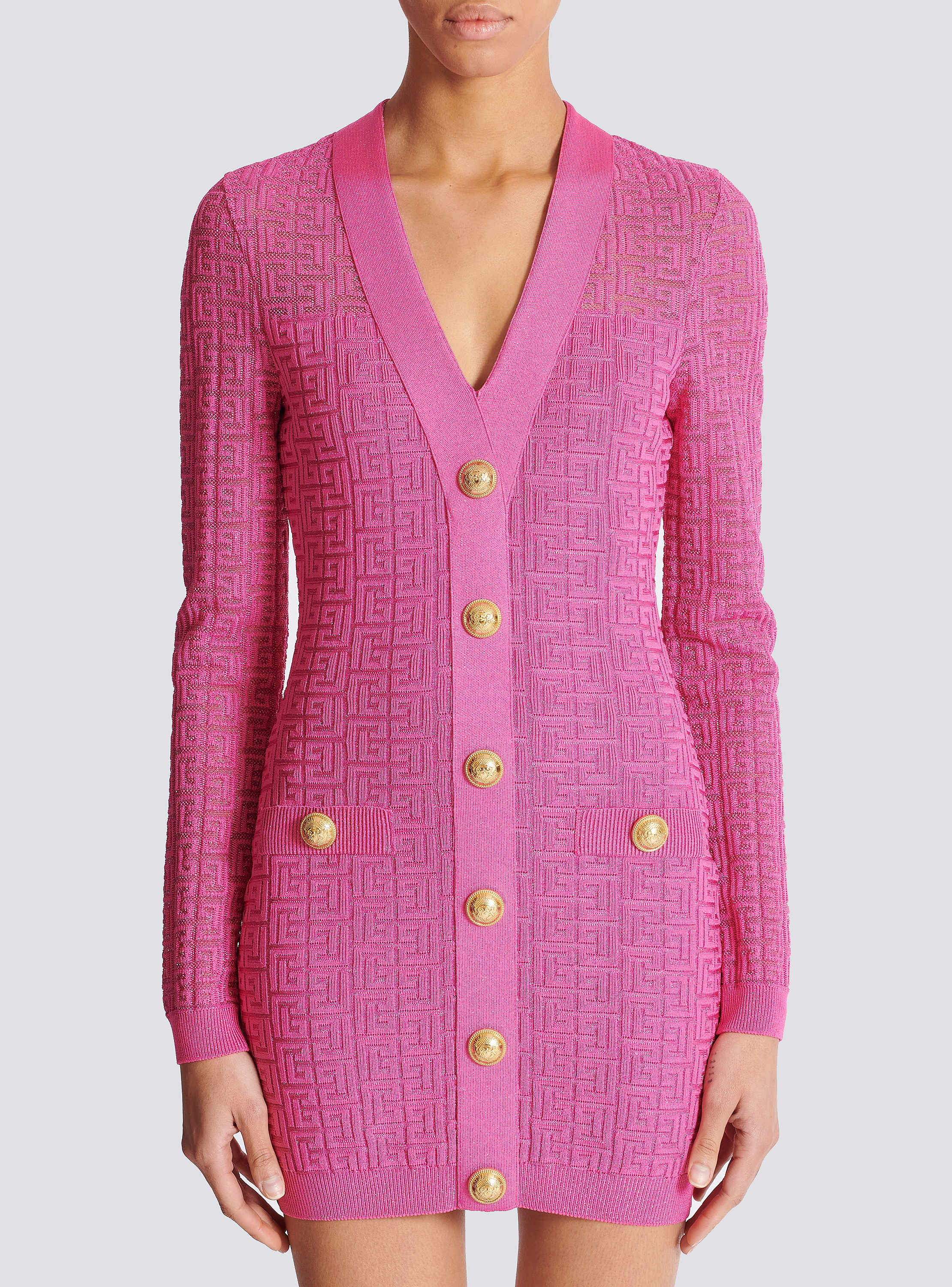 Monogrammed knit dress pink pink - Women | BALMAIN