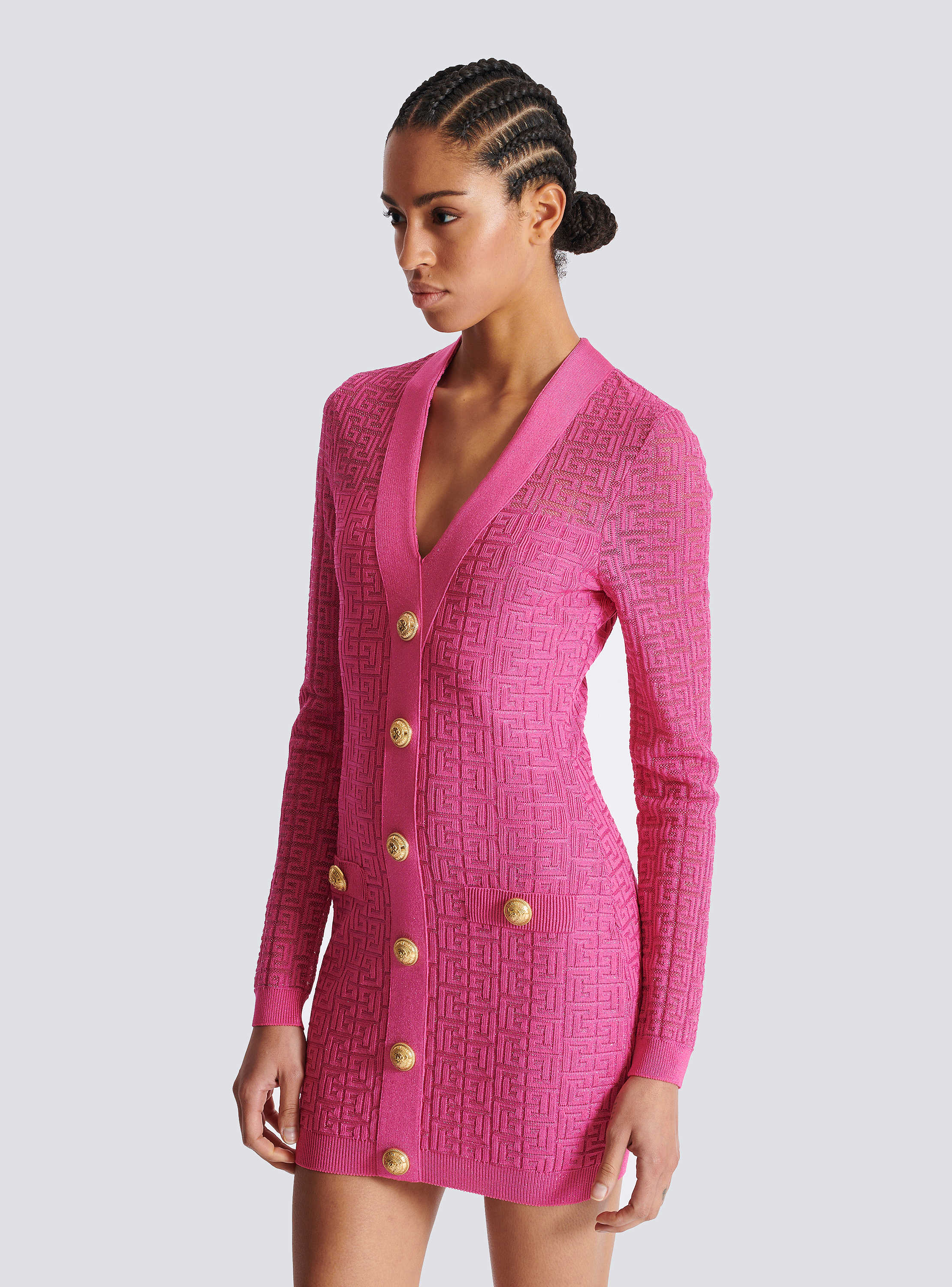 Monogrammed knit dress pink pink - Women | BALMAIN