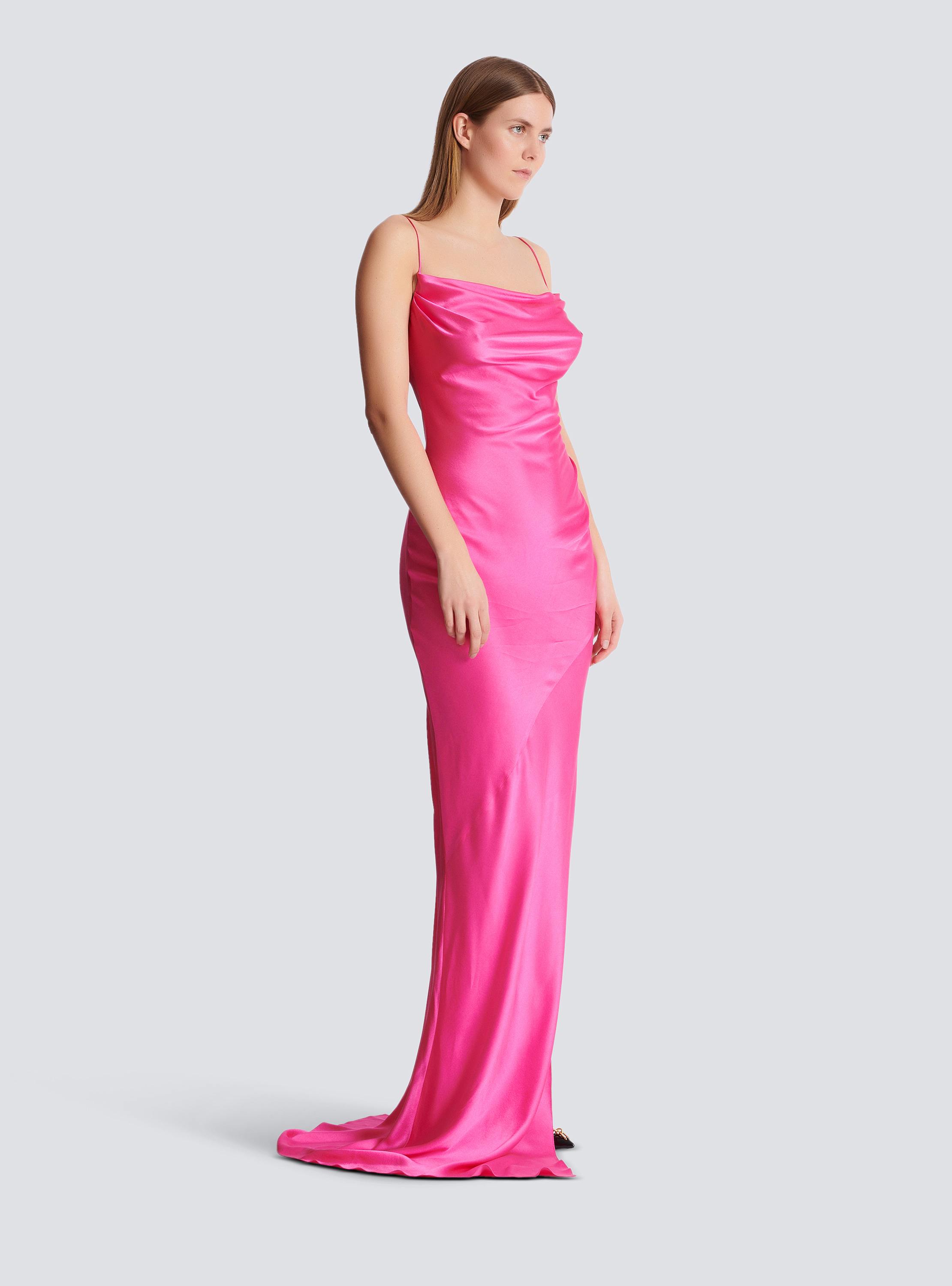 Draped satin slit dress