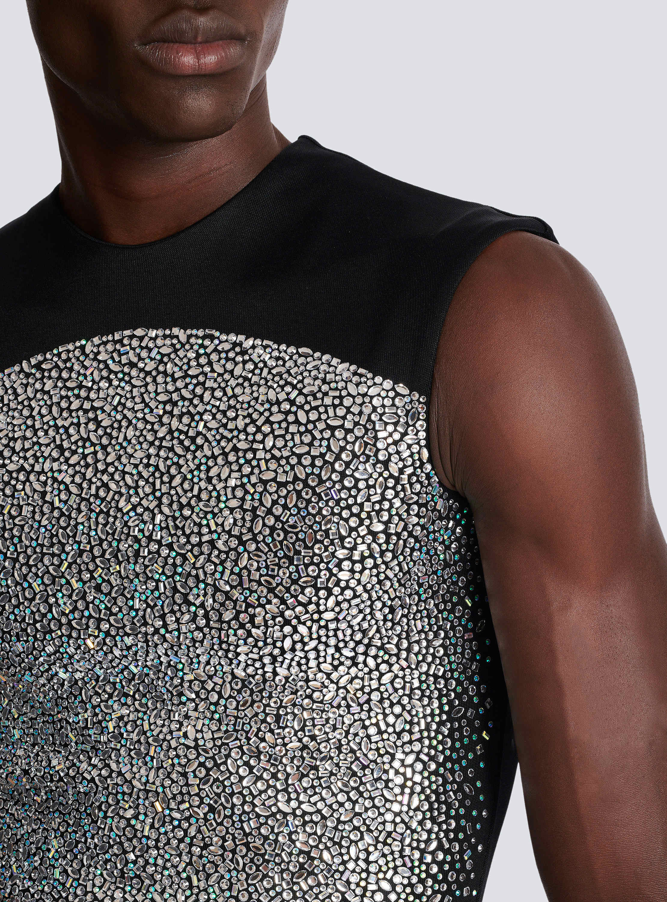 Rhinestone Galaxy tank top in sculpting jersey silver - Men