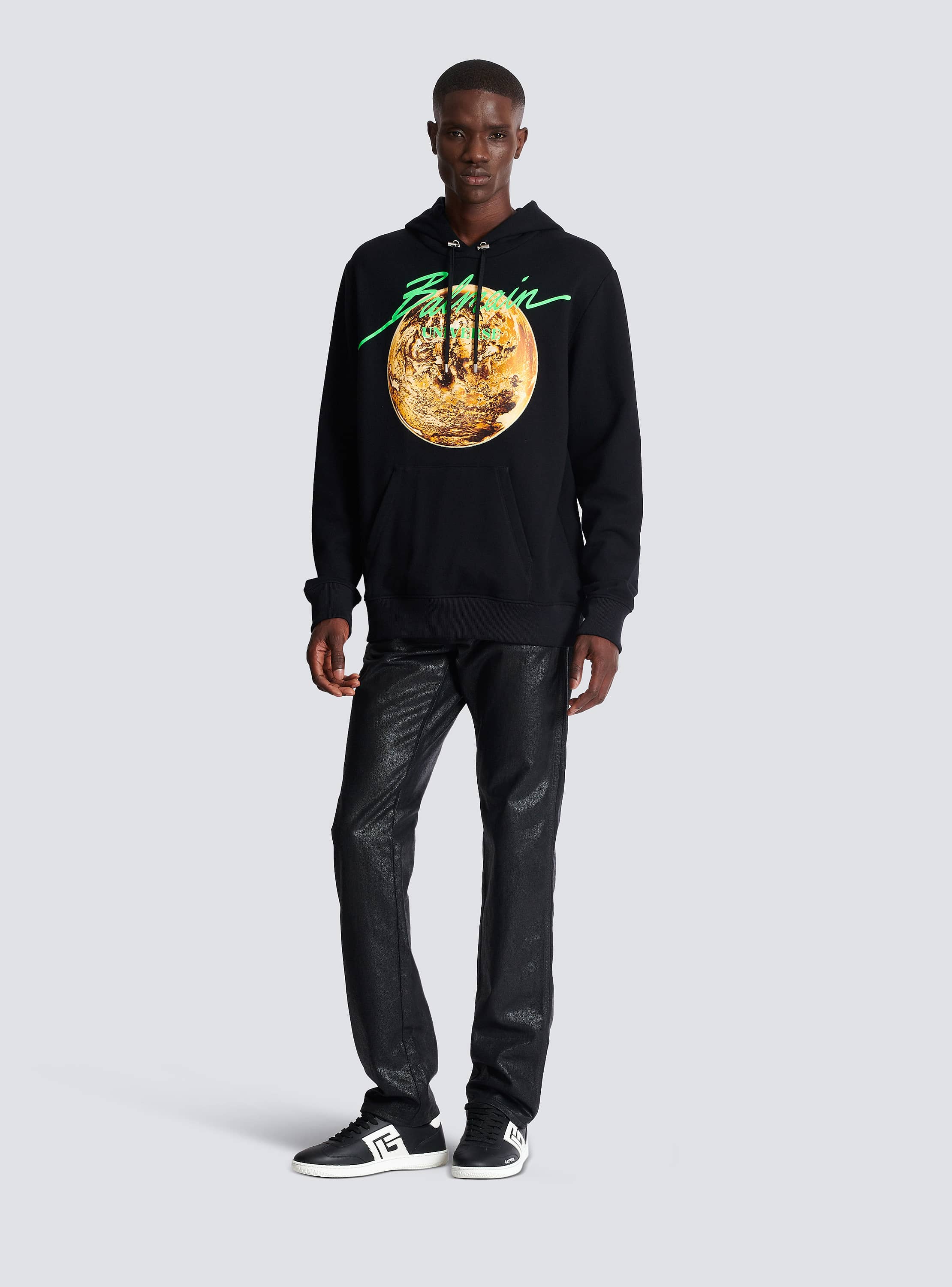 スウェット・トレーナー Balmain AH1JT047GC61 DESERT BALMAIN PRINTED Hoodie Hoodie in eco-responsible cotton with Balmain Paris desert