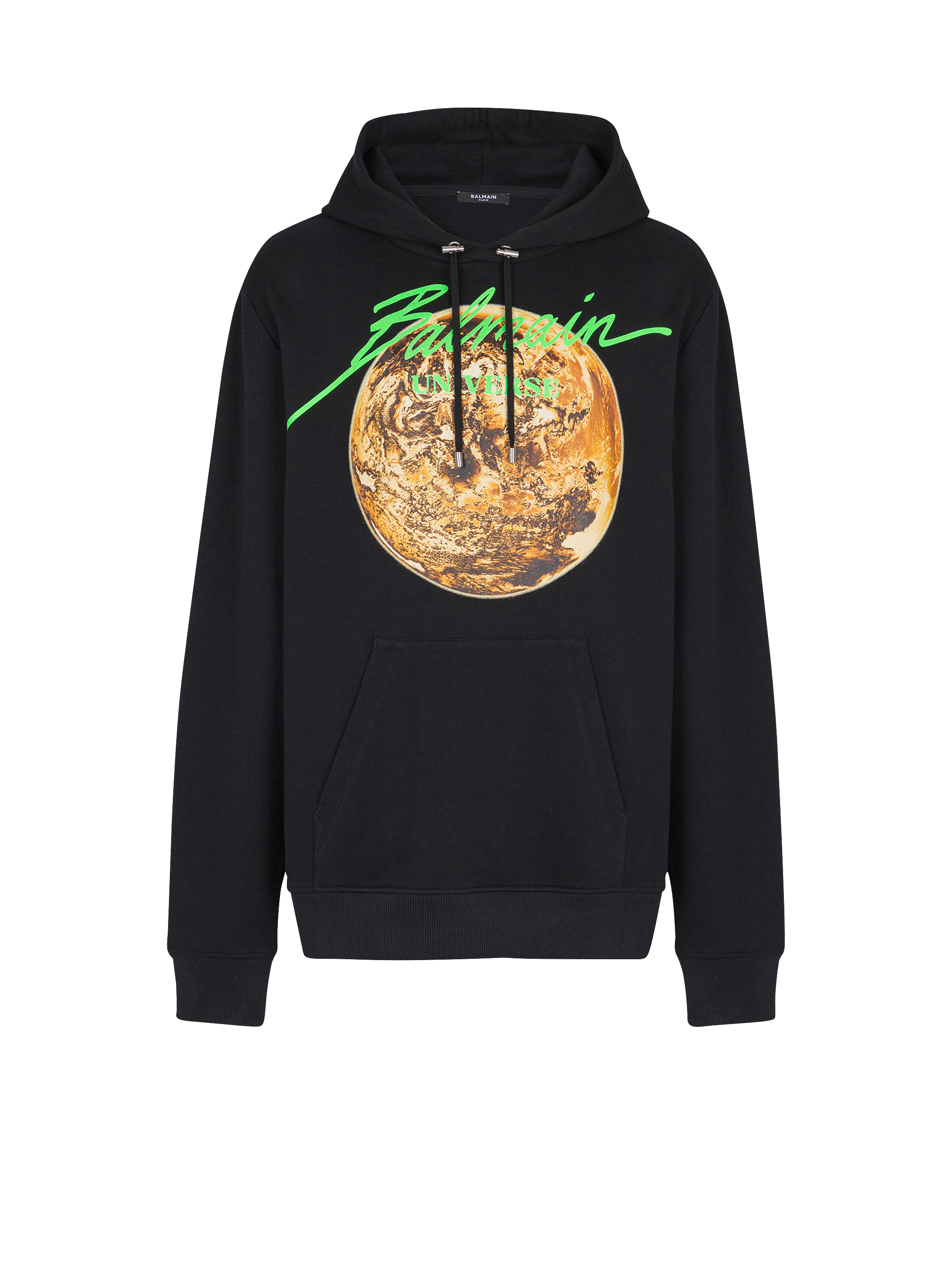 Printed Balmain Universe logo and planet hoodie