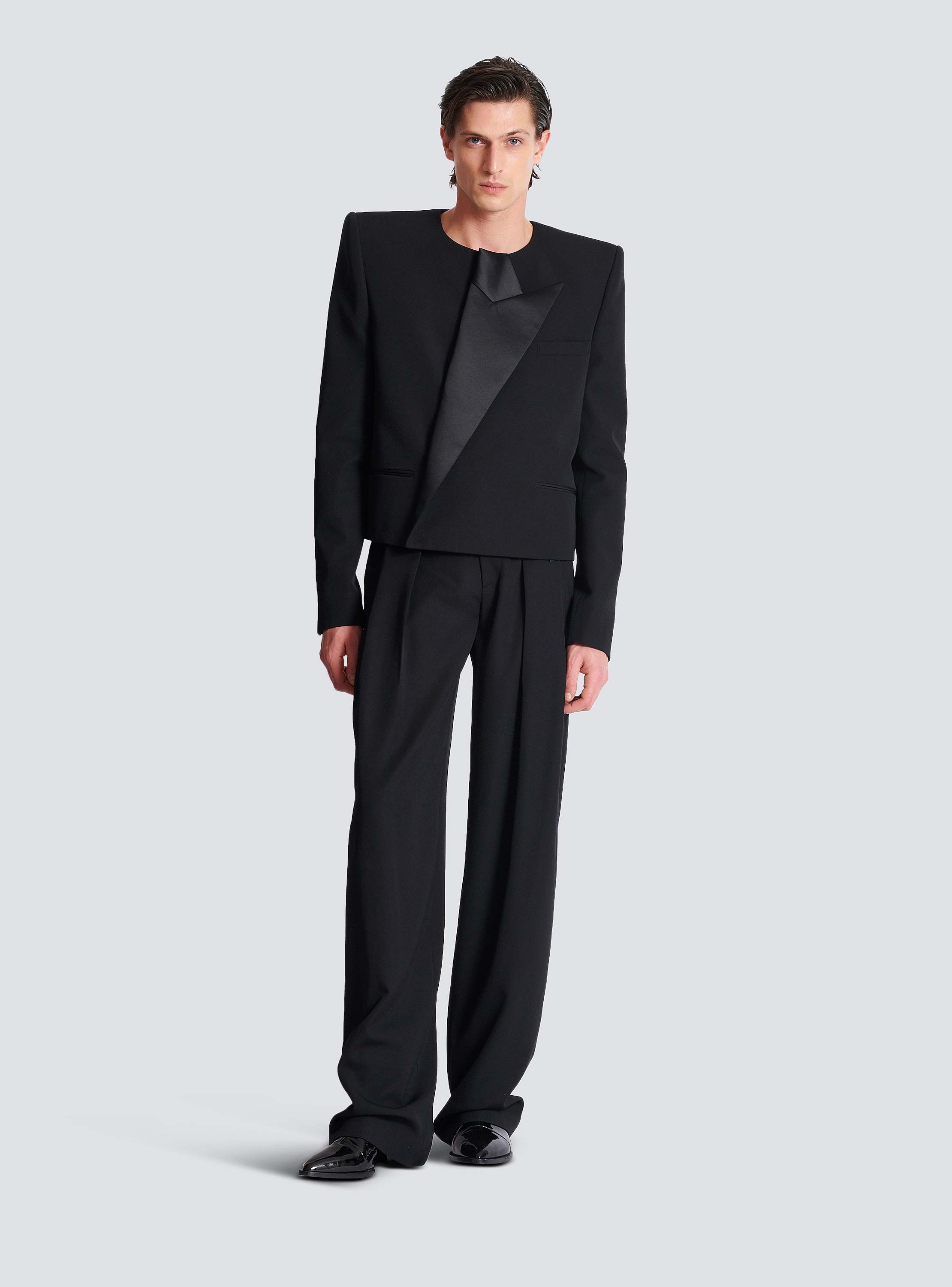 ジャケット BALMAIN Black Crepe Blazer Black Single-Button Blazer by Balmain on Sale