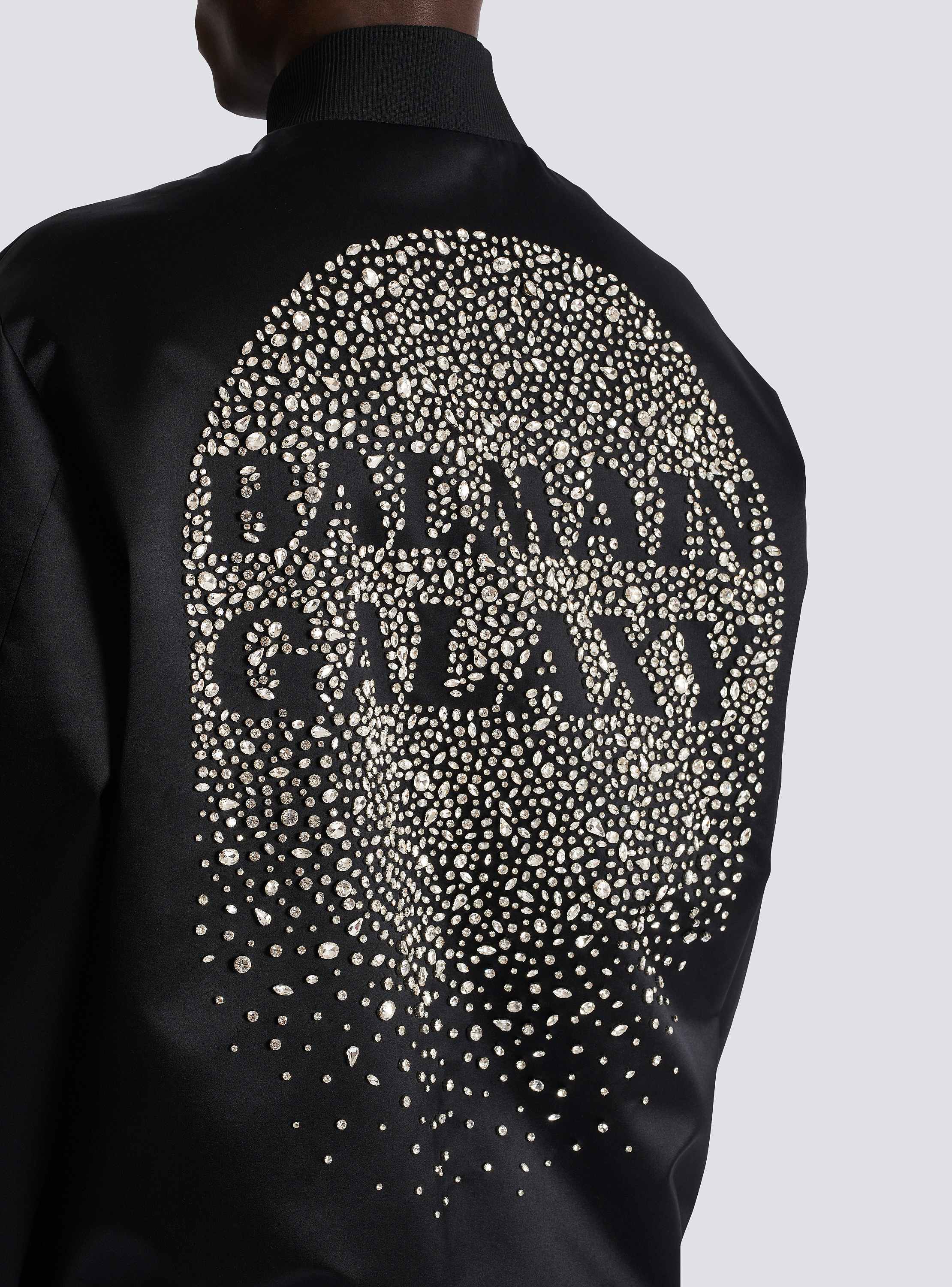 Satin bomber jacket with Balmain Galaxy embroidery silver Satin bomber jacket with Balmain Galaxy embroidery silver