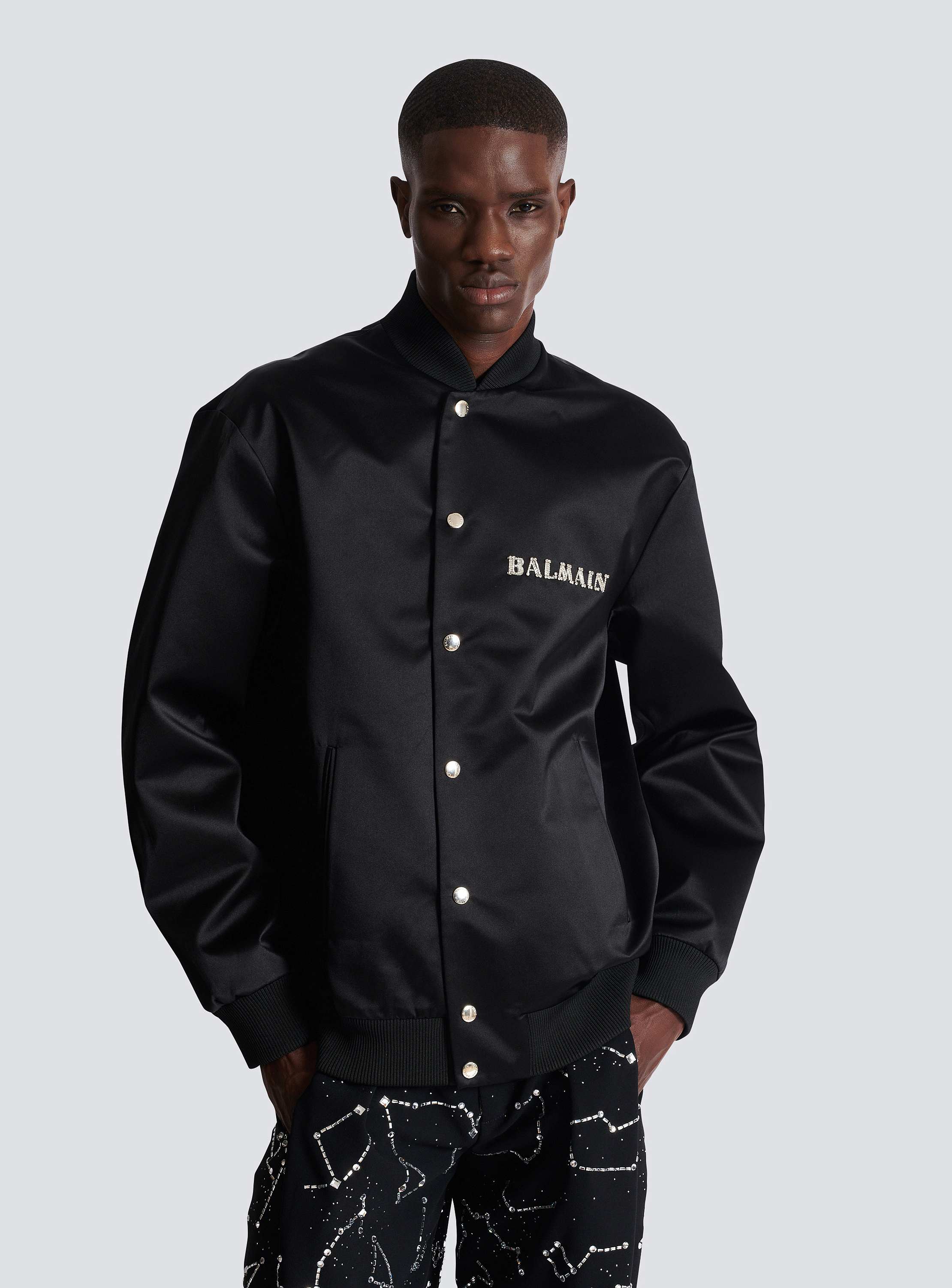 【限定セール！】 bomber Satin jacket silver embroidery Galaxy Balmain with ジャケット・アウター