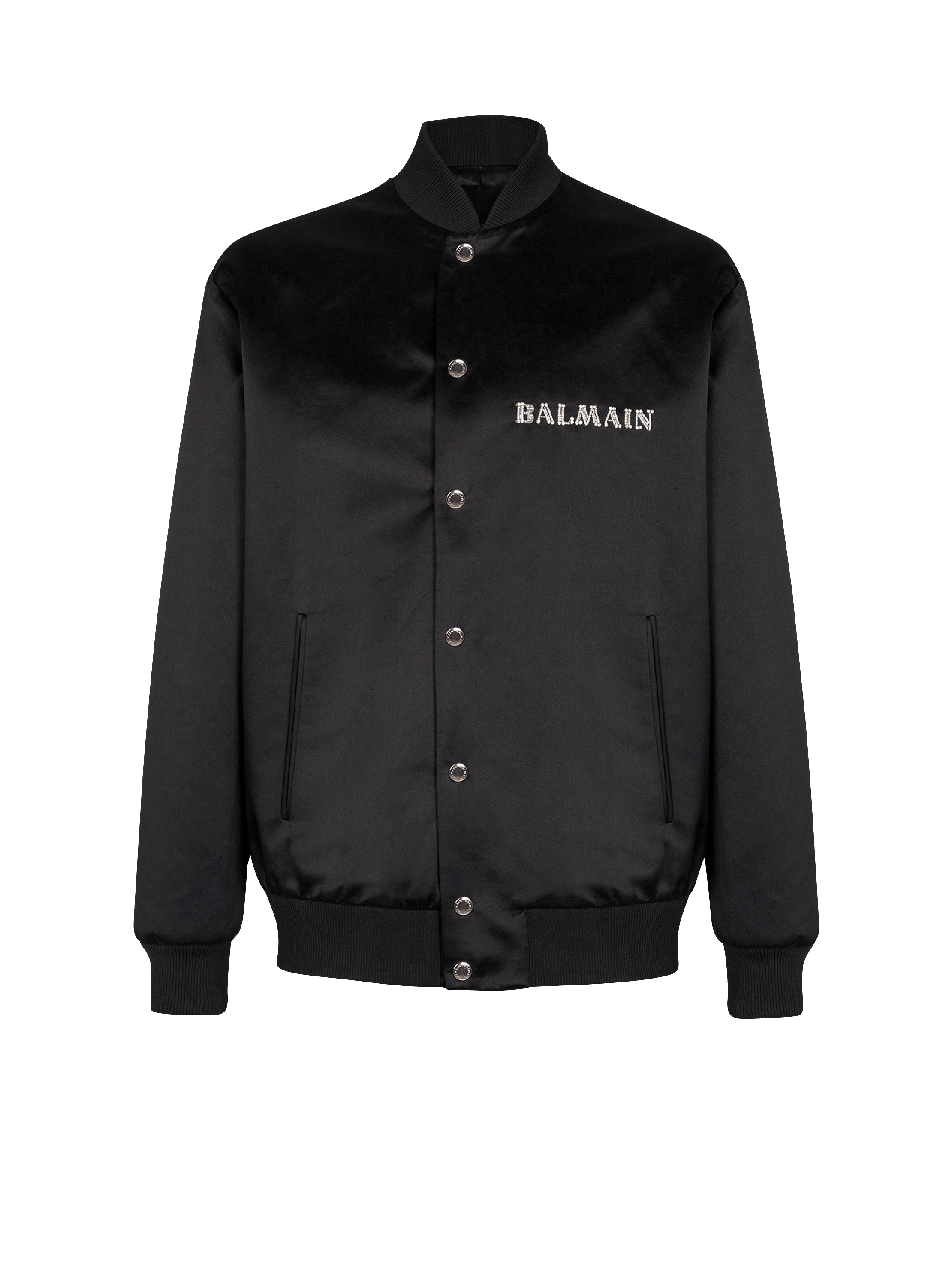 Balmain Galaxy 图案刺绣缎面飞行员夹克