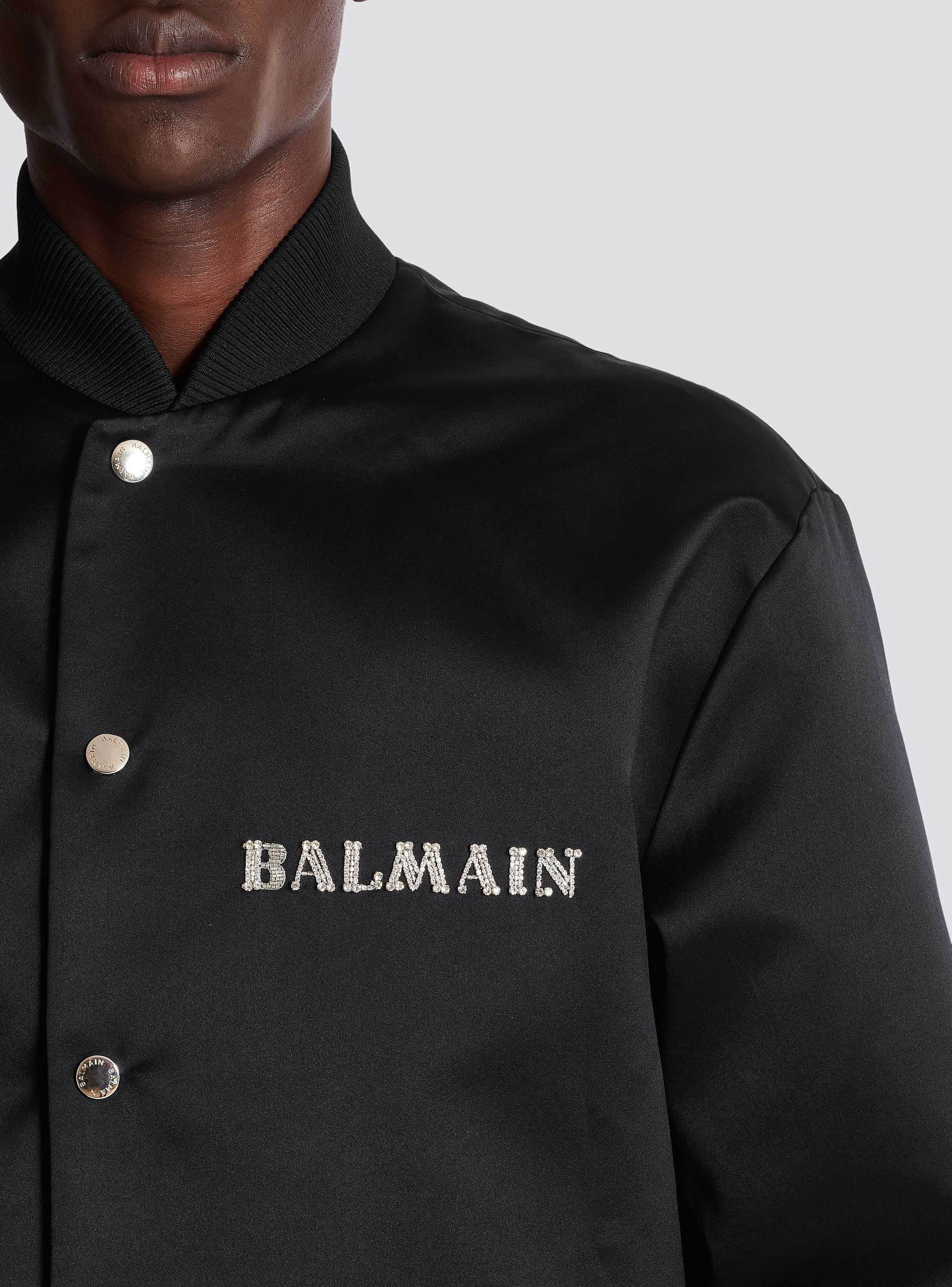 Satin bomber jacket with Balmain Galaxy embroidery silver Satin bomber jacket with Balmain Galaxy embroidery silver