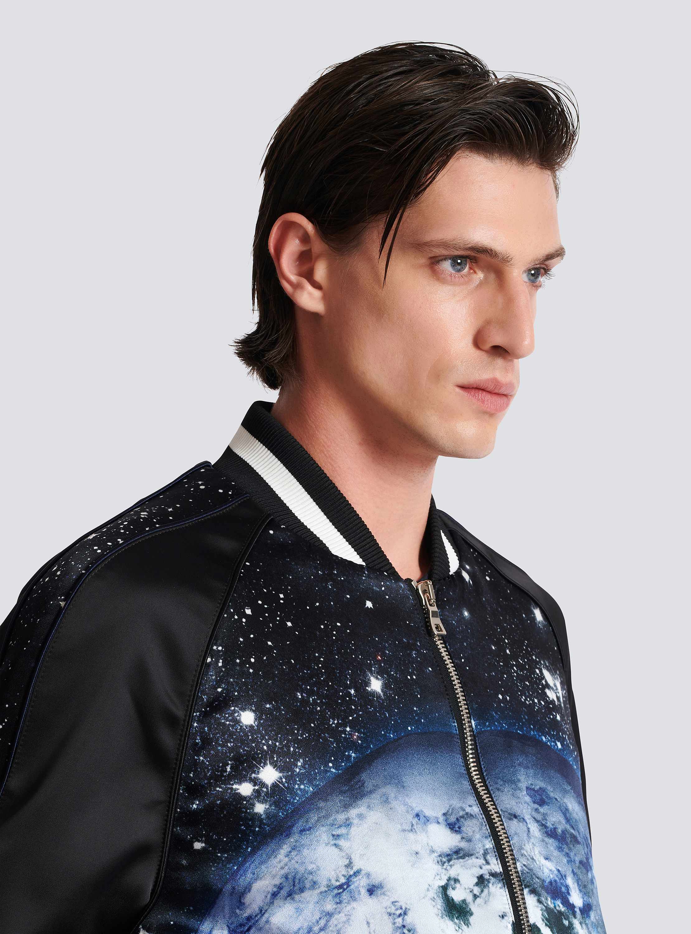 【Balmain】 Croppedleopard-プリントジャケット Reversible printed bomber jacket with Chaînes pattern - Men