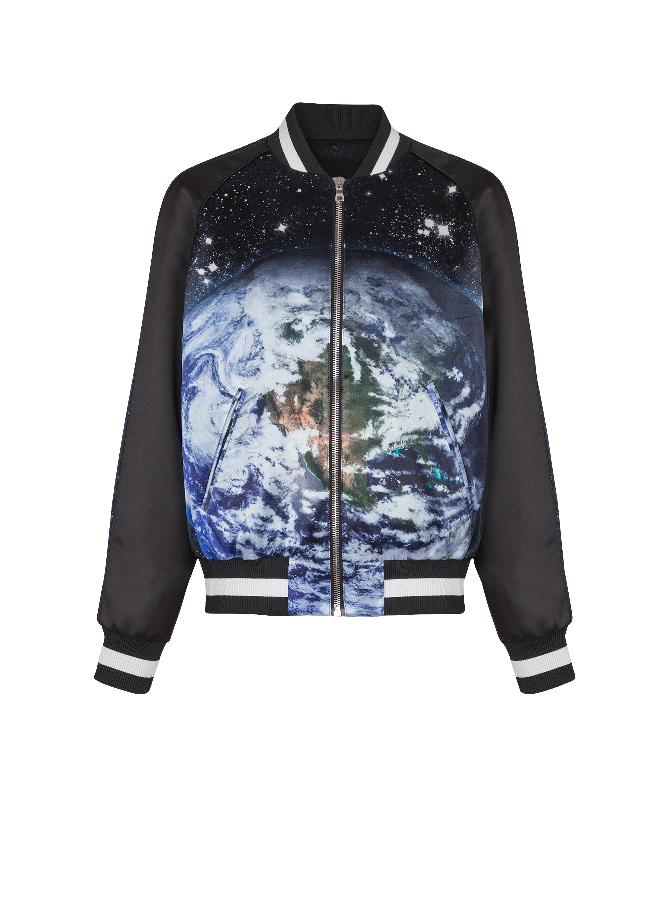 Printed Earth and Stars bomber jacket