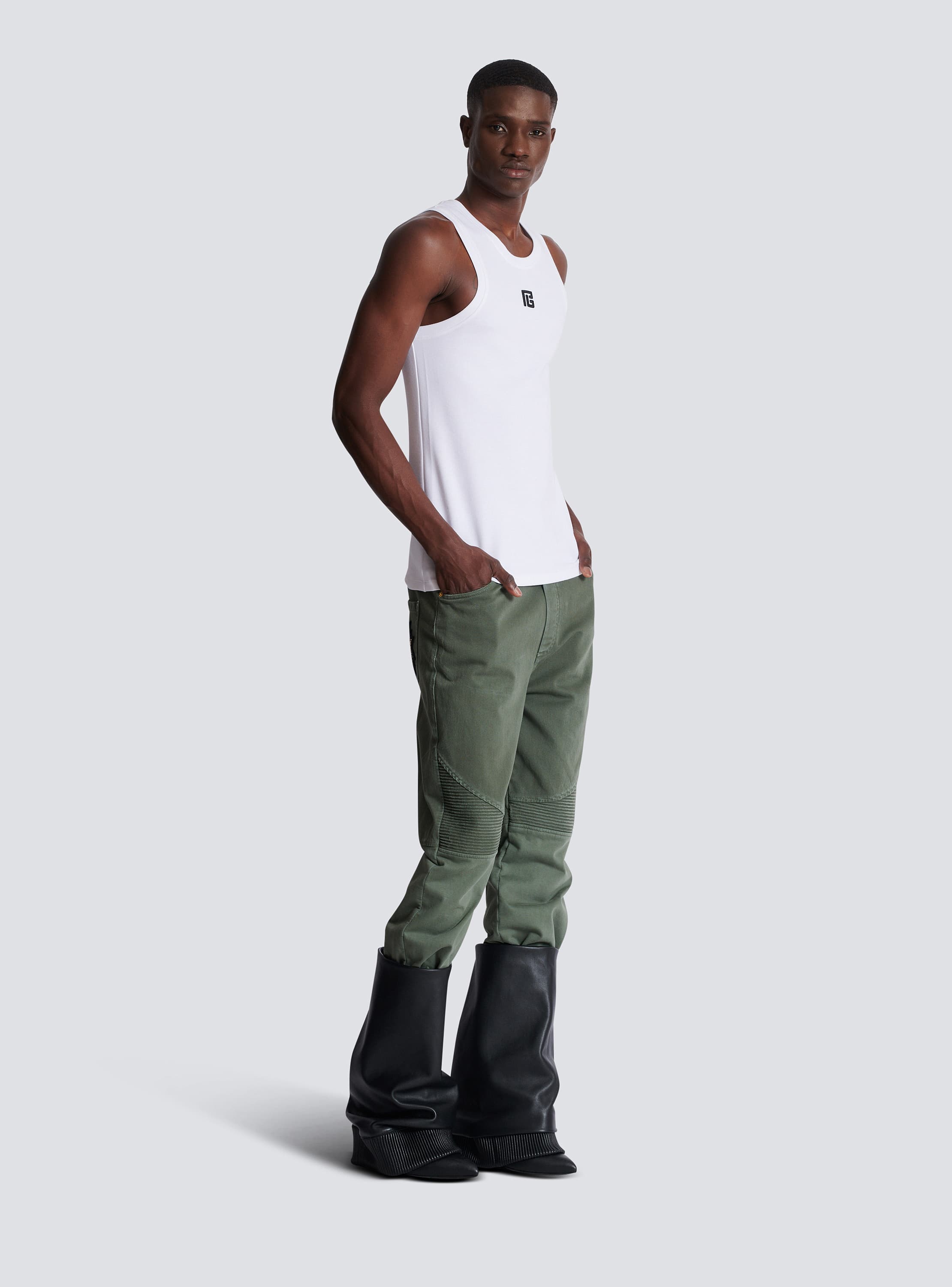 PB embroidered tank top white - Men | BALMAIN
