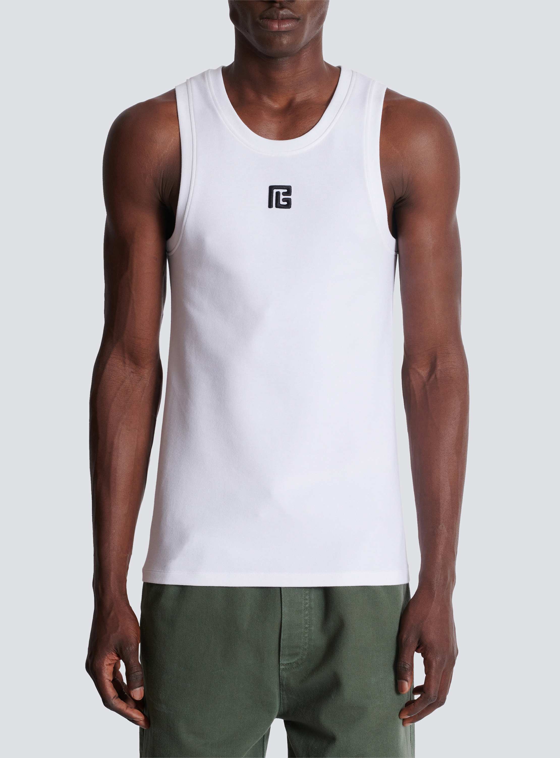 PB embroidered tank top white - Men | BALMAIN