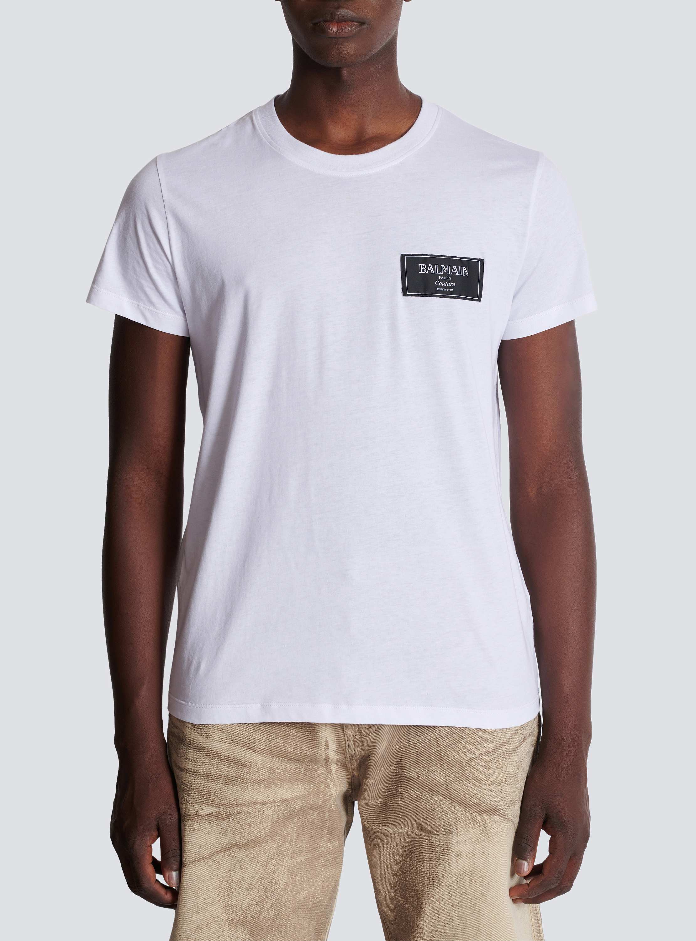 【BALMAIN】関税込☆Coutureラベル ロゴ Tシャツ 2色 T-shirt with Balmain Couture label - Men | BALMAIN