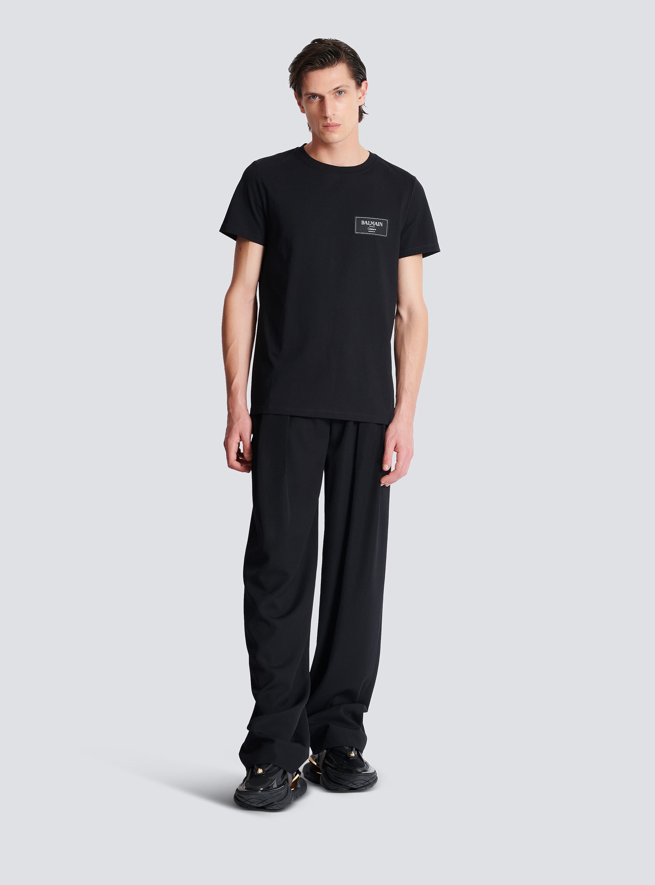 Balmain EH1EG010BB73GAB 関税送料込 BALMAIN: T-shirt men - Black | Balmain t-shirt EH1EG010BB73