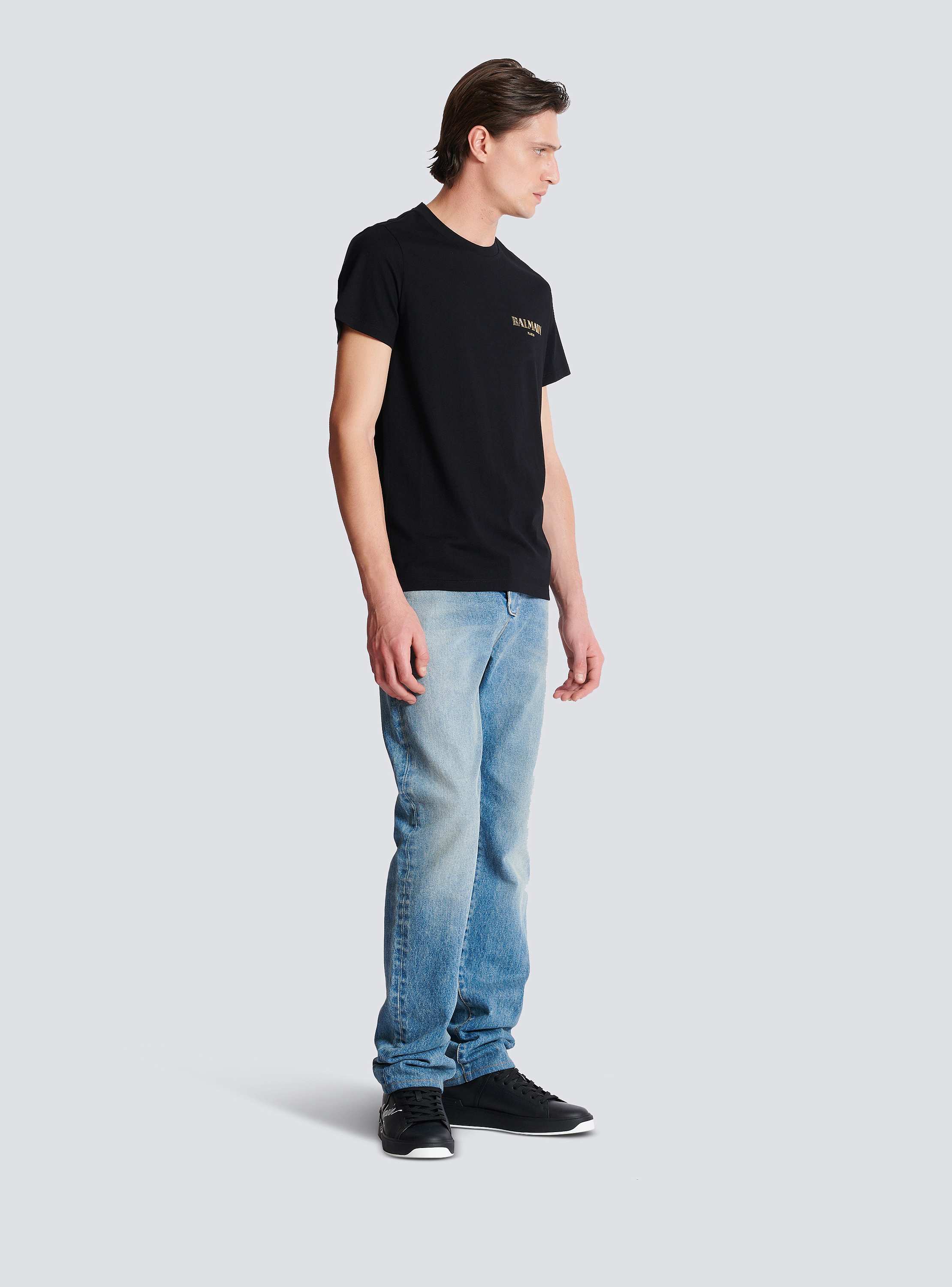 T-shirt with vintage gel Balmain logo black - Men | BALMAIN T-shirt with vintage gel Balmain logo black - Men | BALMAIN