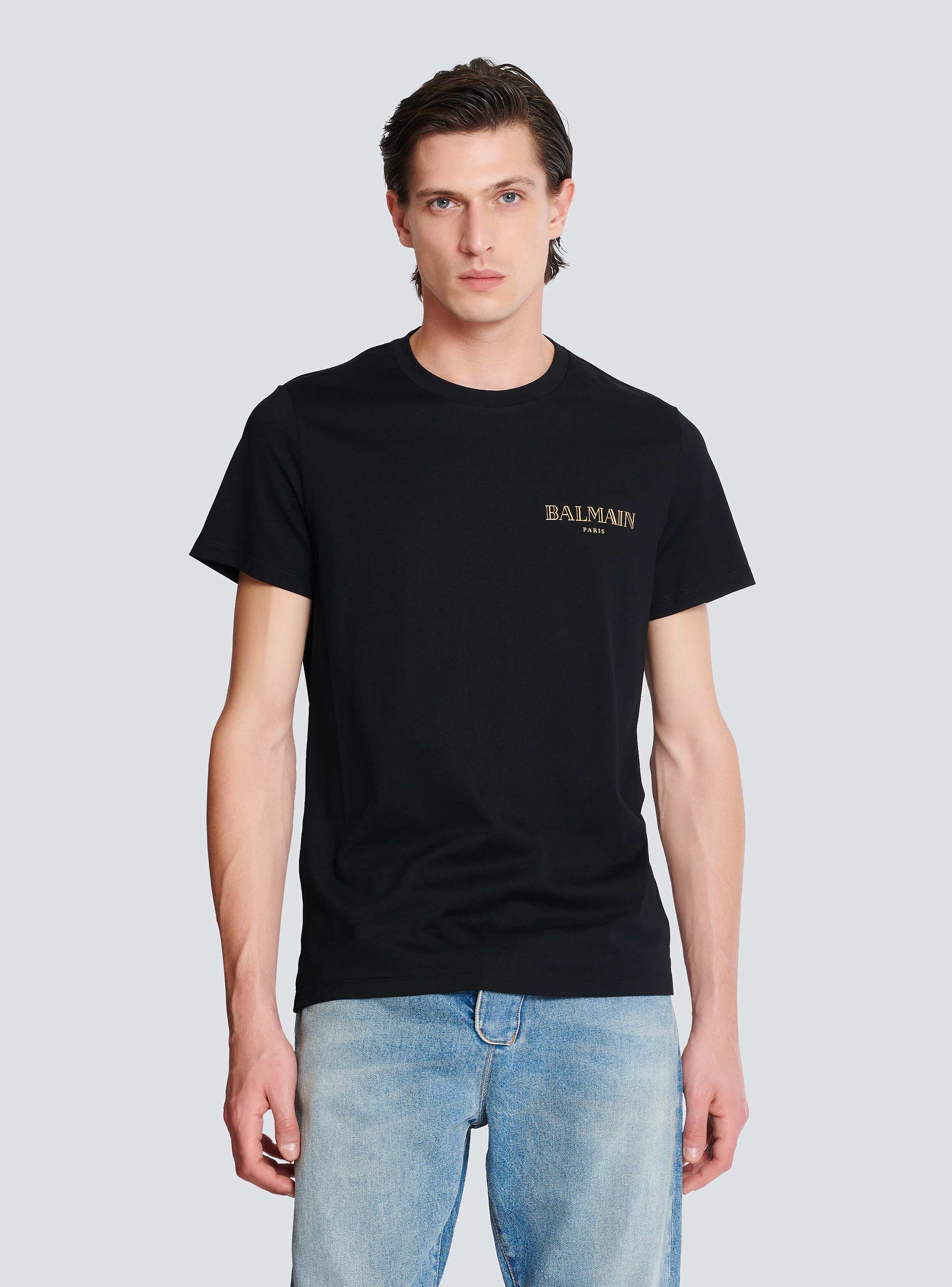 【送料&関税込】Balmain T-shirt With Logo T-shirt with vintage gel Balmain logo black - Men | BALMAIN