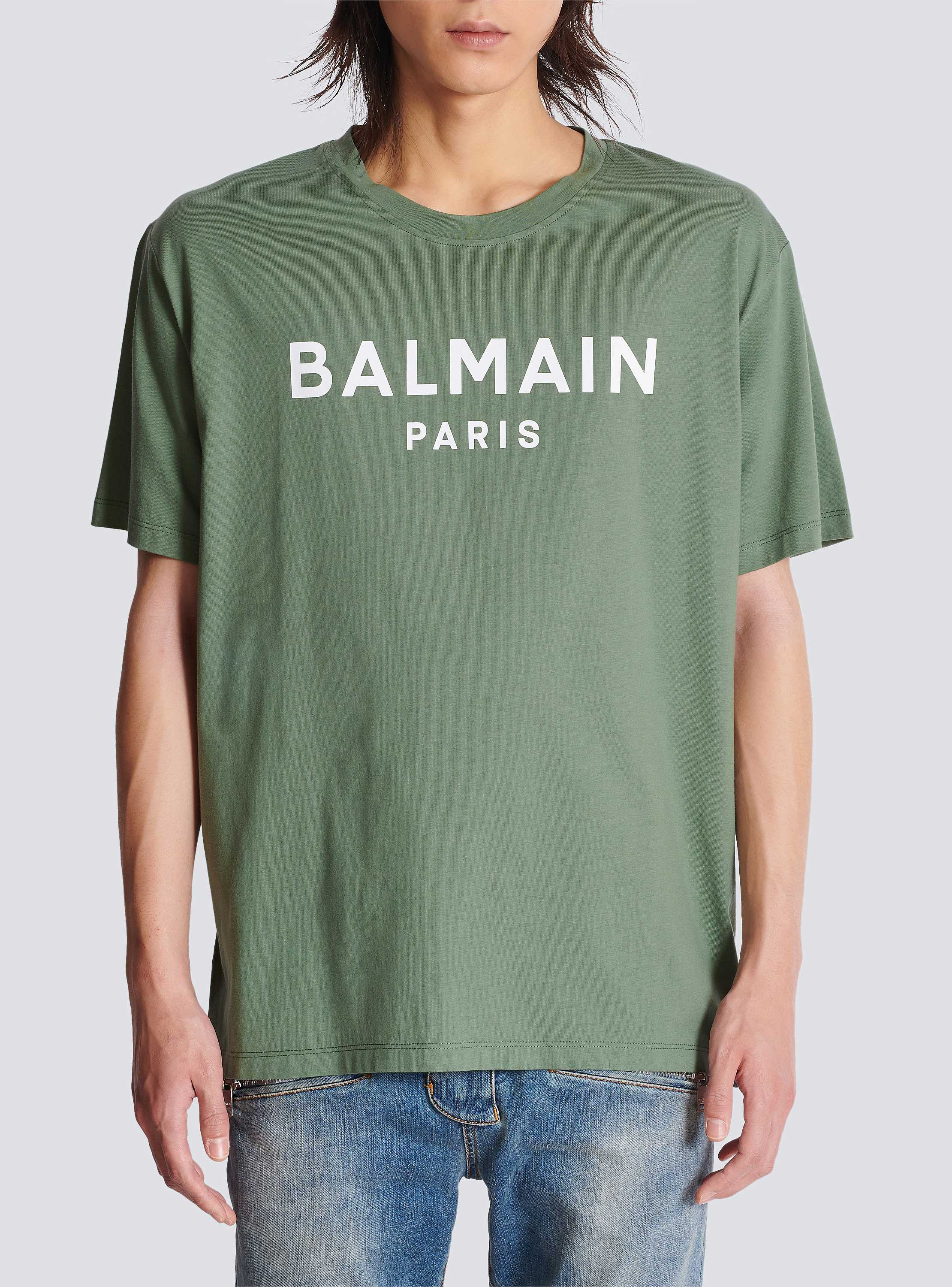 T-shirt with Balmain Paris print green - Men | BALMAIN