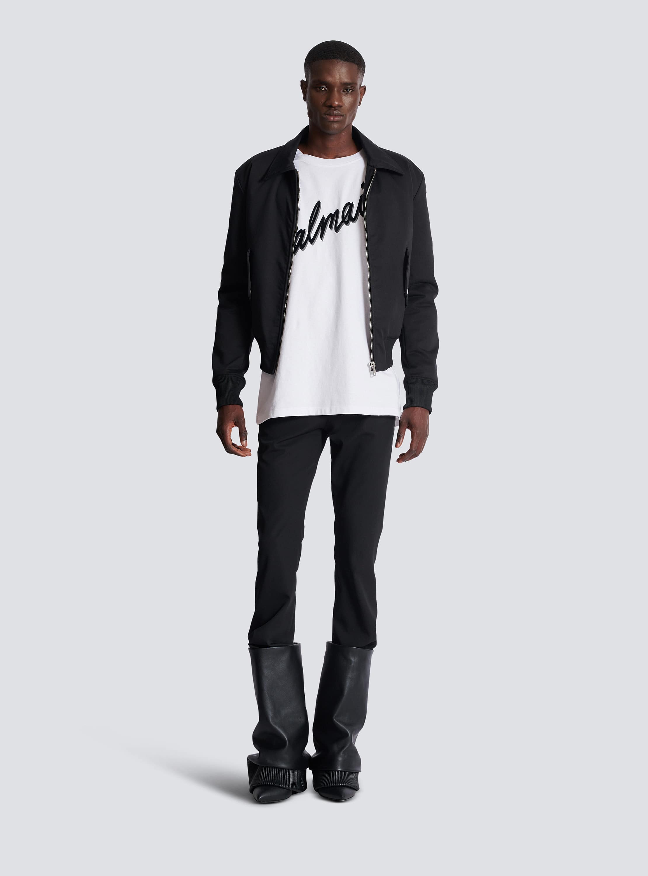 T-shirt with flocked Balmain Letter logo - Men | BALMAIN