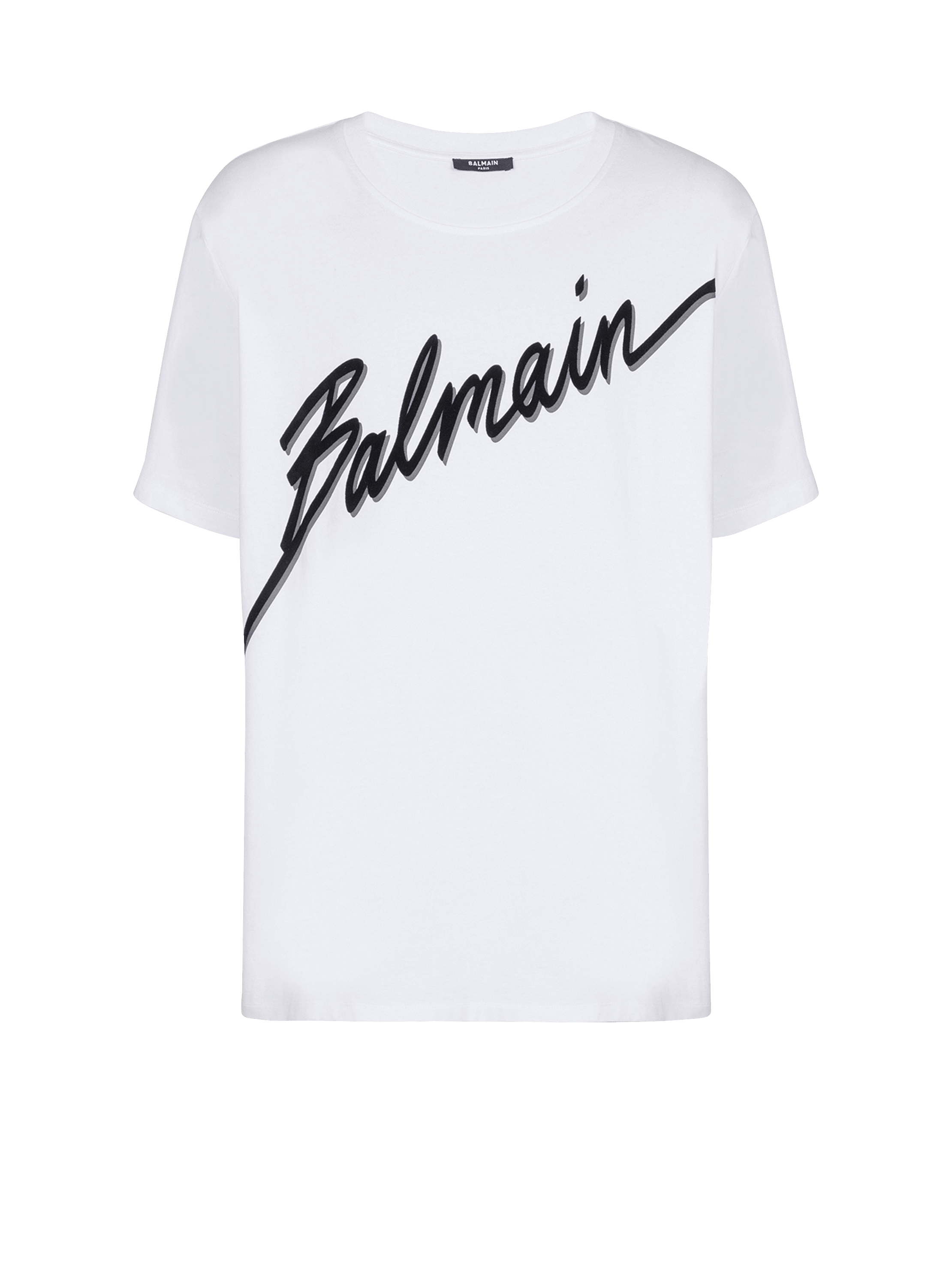 T-Shirt mit beflocktem Balmain Lettre