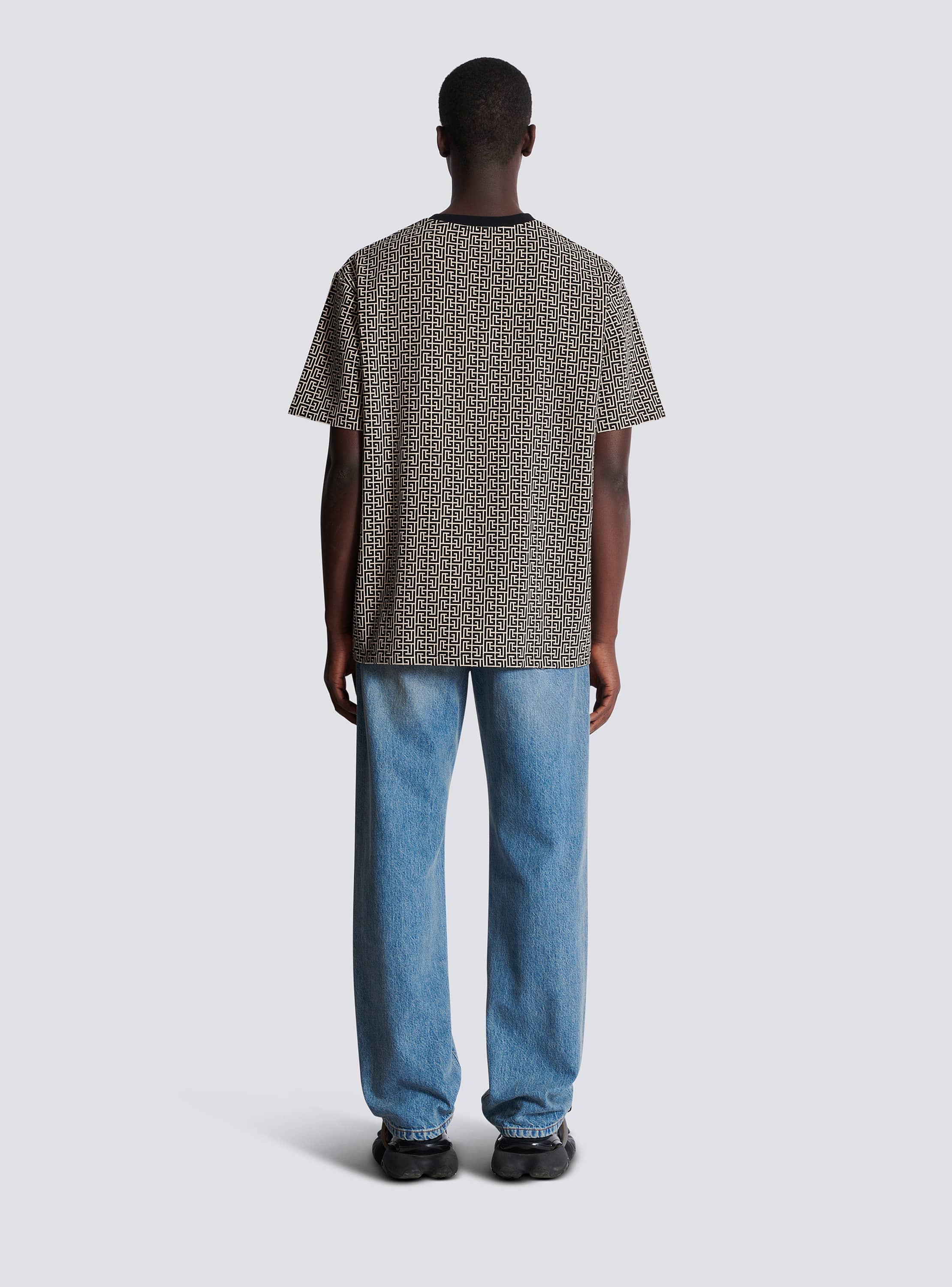 PB Labyrinth jacquard T-shirt black - Men | BALMAIN