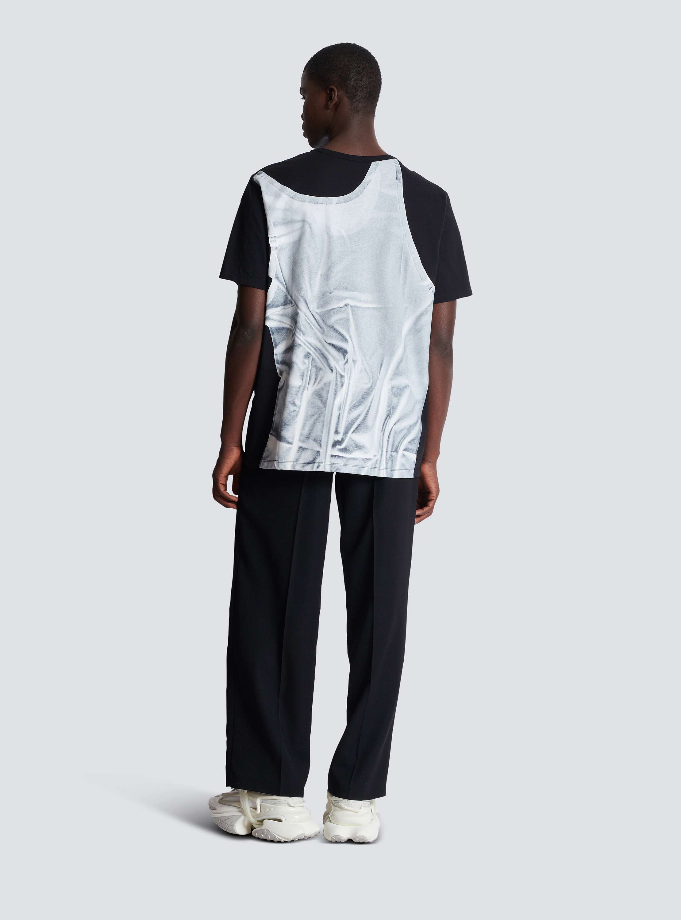 T-shirt with tank top print black - Men | BALMAIN