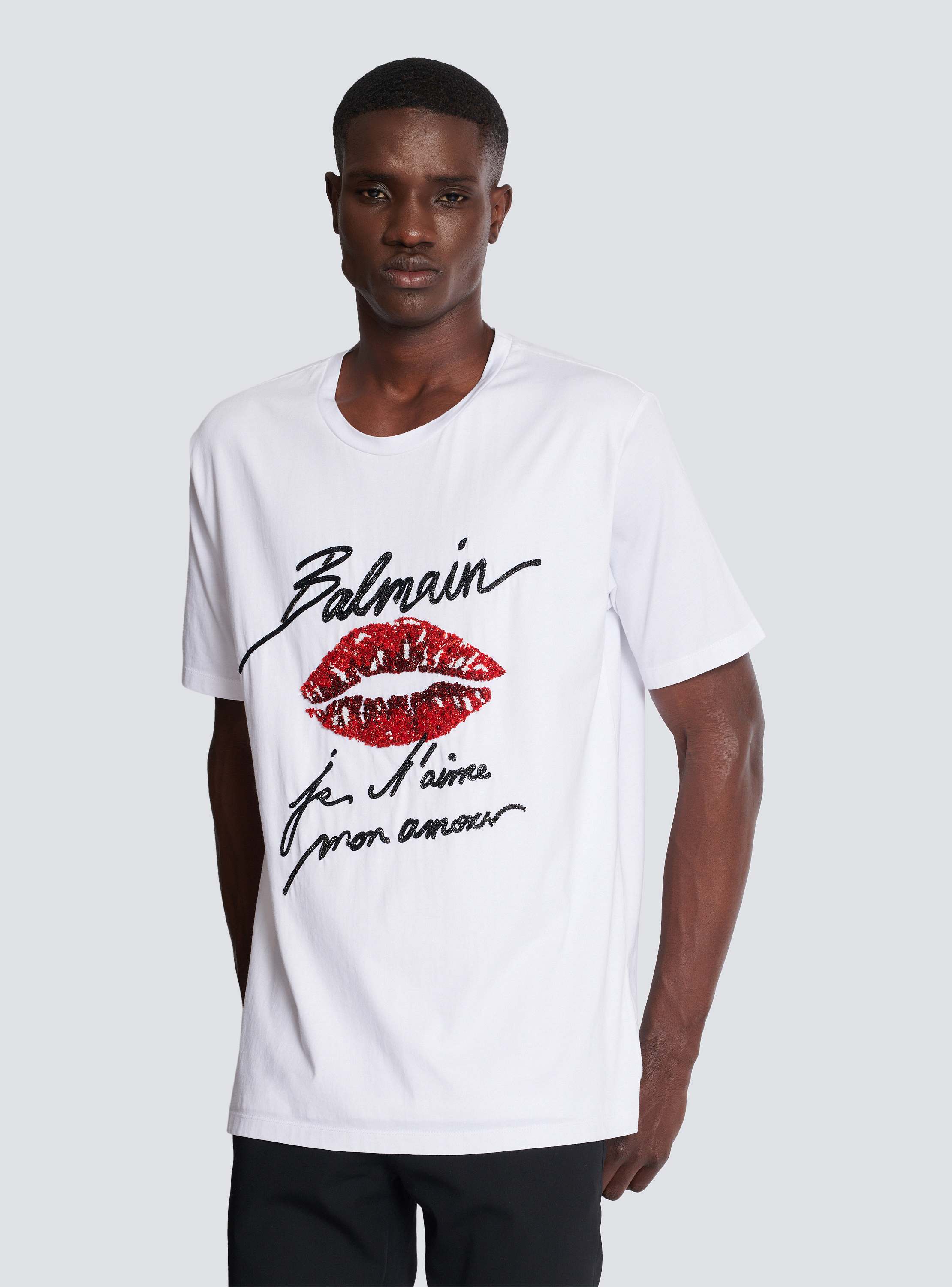 国産品 - “ラブレター”＆リップ刺繍Tシャツ Balmain Men BALMAIN | シャツ