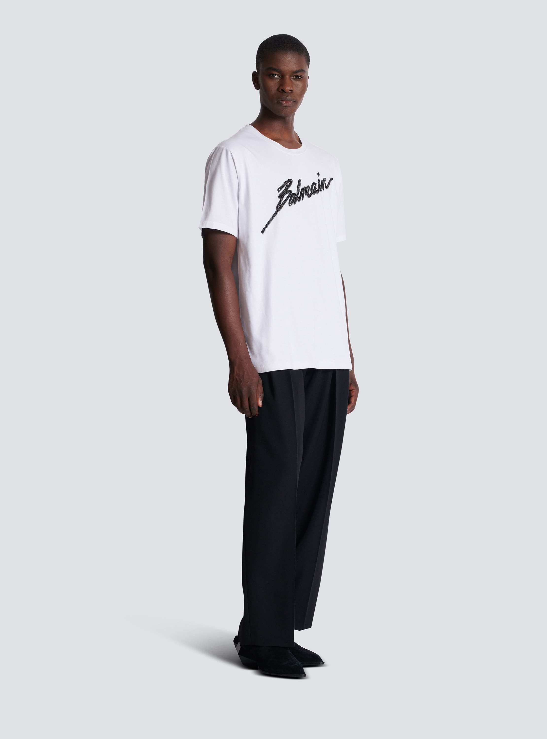 Embroidered Balmain Letter T-shirt white - Men | BALMAIN
