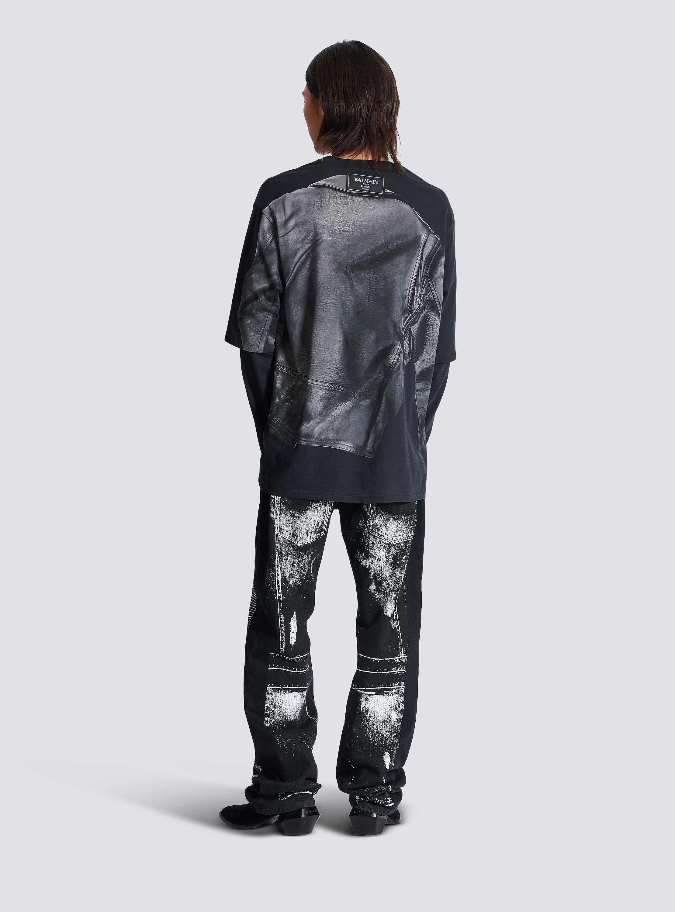 【BALMAIN】バイカージャケット トロンプルイユ プリントTシャツ バイカージャケット トロンプルイユ プリントTシャツ - Men