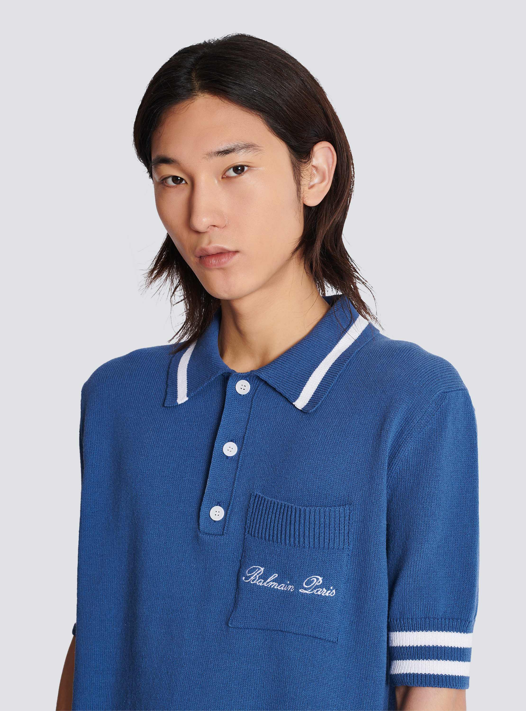 【送料&関税込】Balmain Signature Polo Shirt Cotton-linen polo shirt with Balmain Signature embroidery