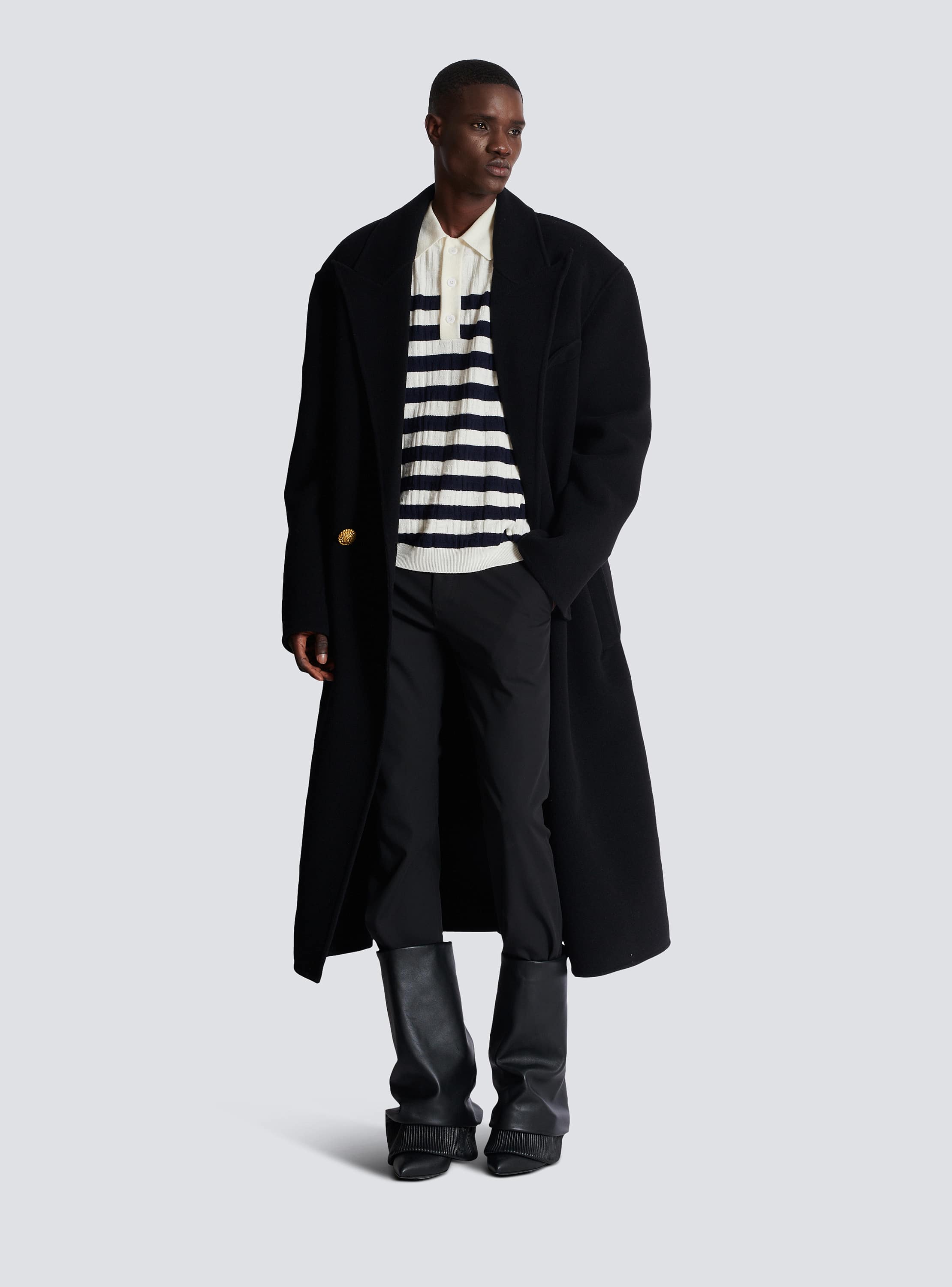 Striped knit polo shirt with monogram - Men | BALMAIN
