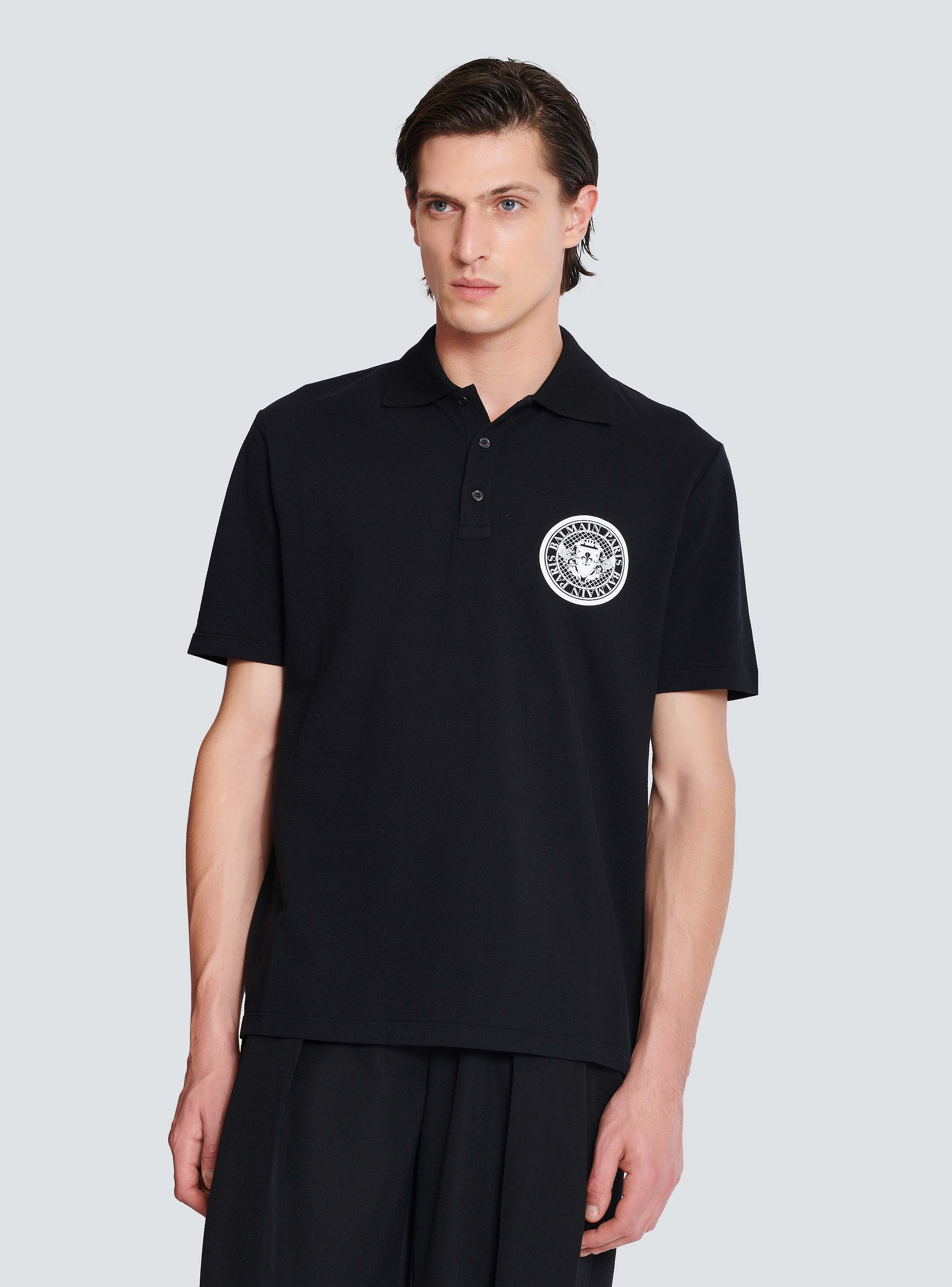 Tシャツ・カットソー BALMAIN SS25 'Coin' polo shirt (EH1GC026BC94 EAB) Cotton polo shirt with 