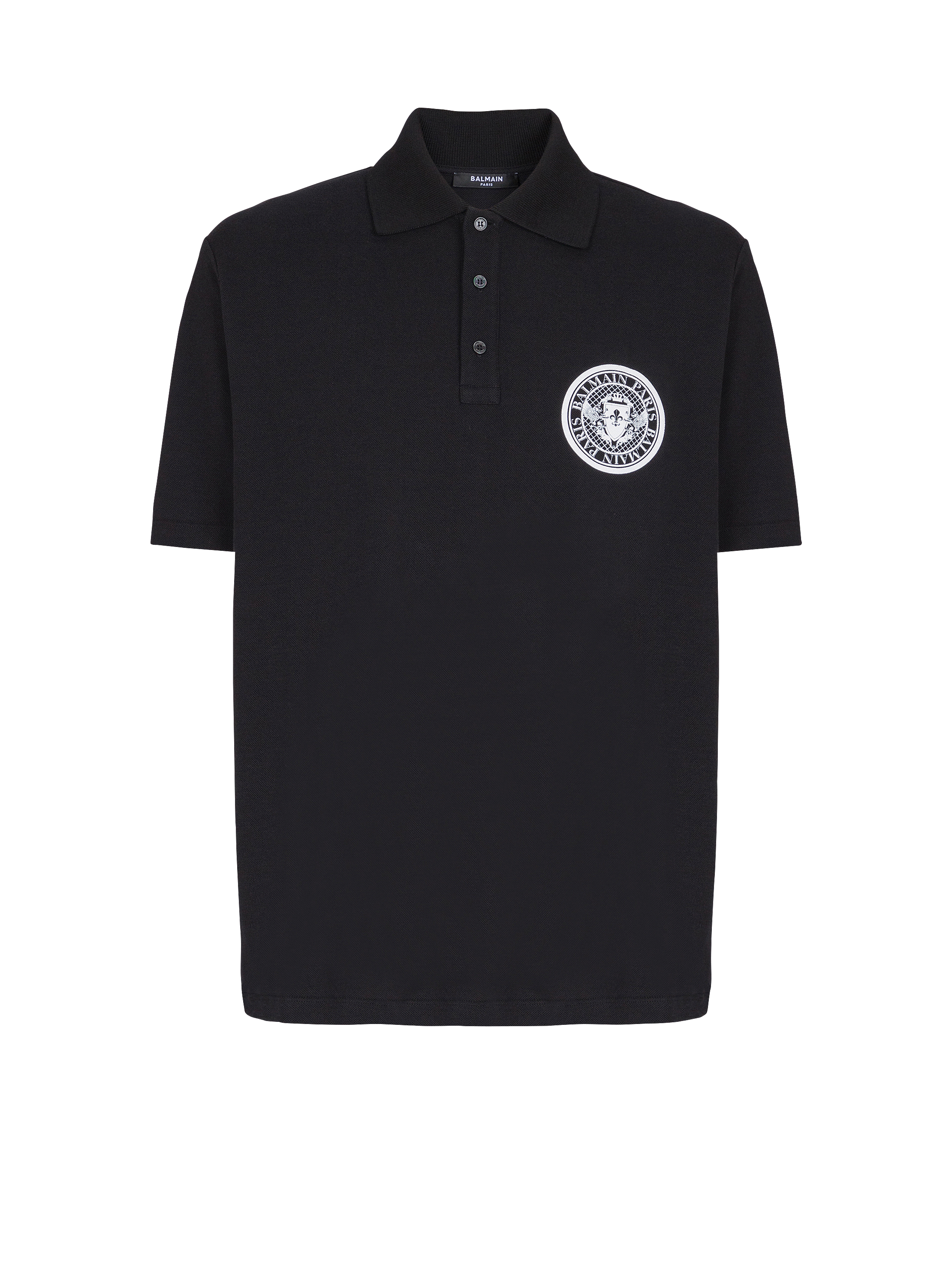 Cotton polo shirt with "Coin" print