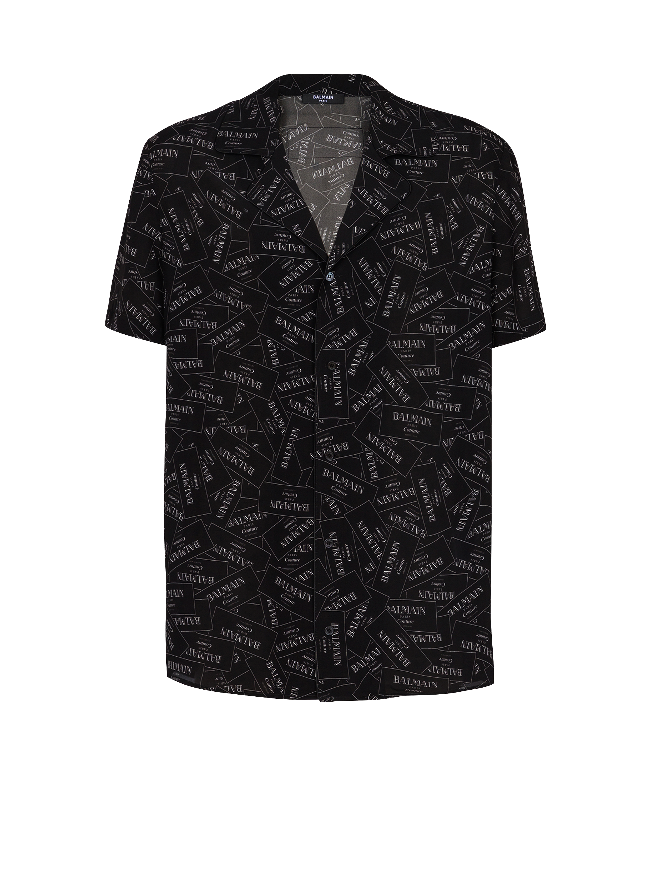 Pyjama shirt with all-over Balmain label print