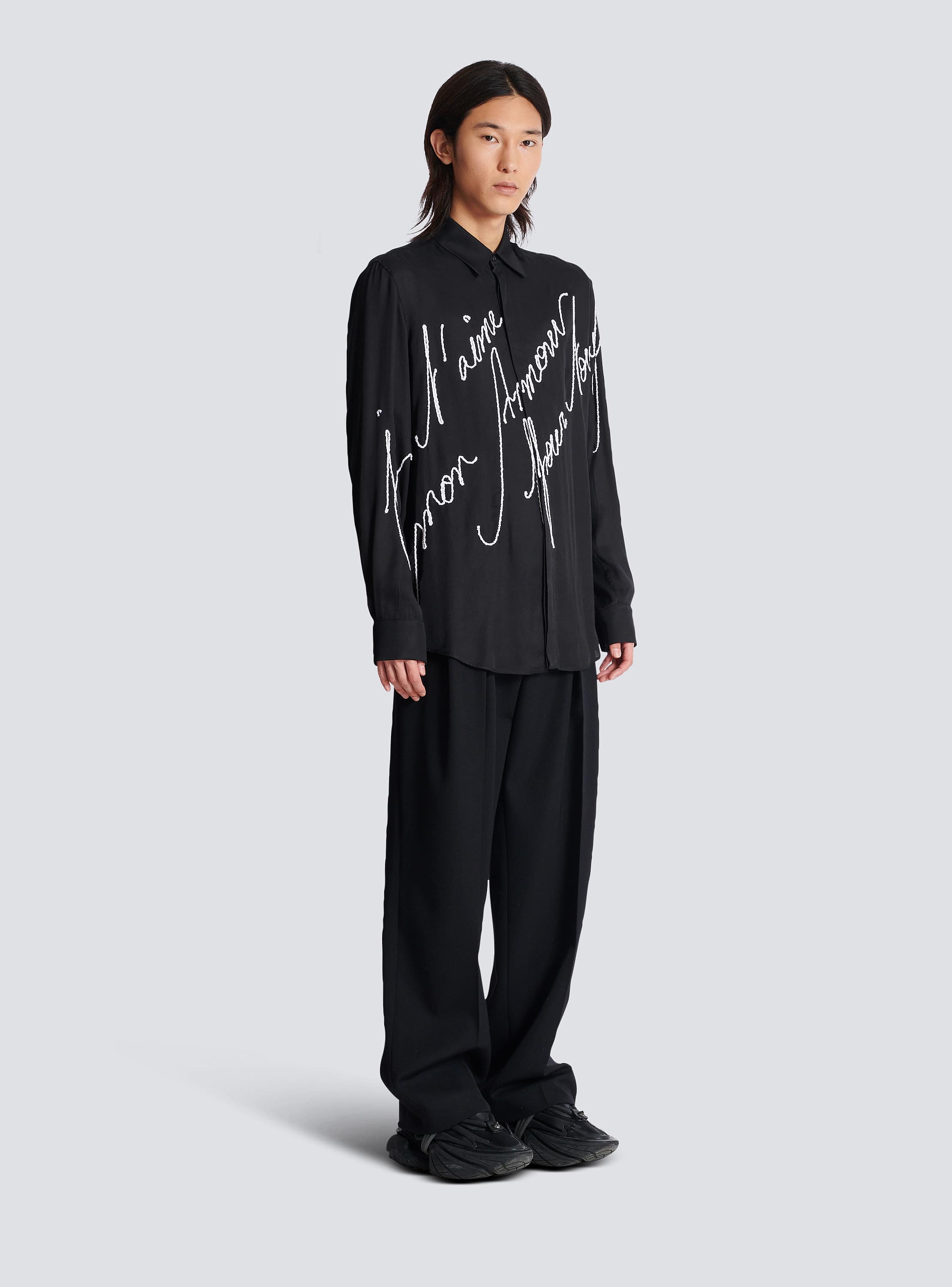 【関税＆送料込み】Balmain 1 Btn Love Letter Print Tailored 1-button jacket with embroidered 