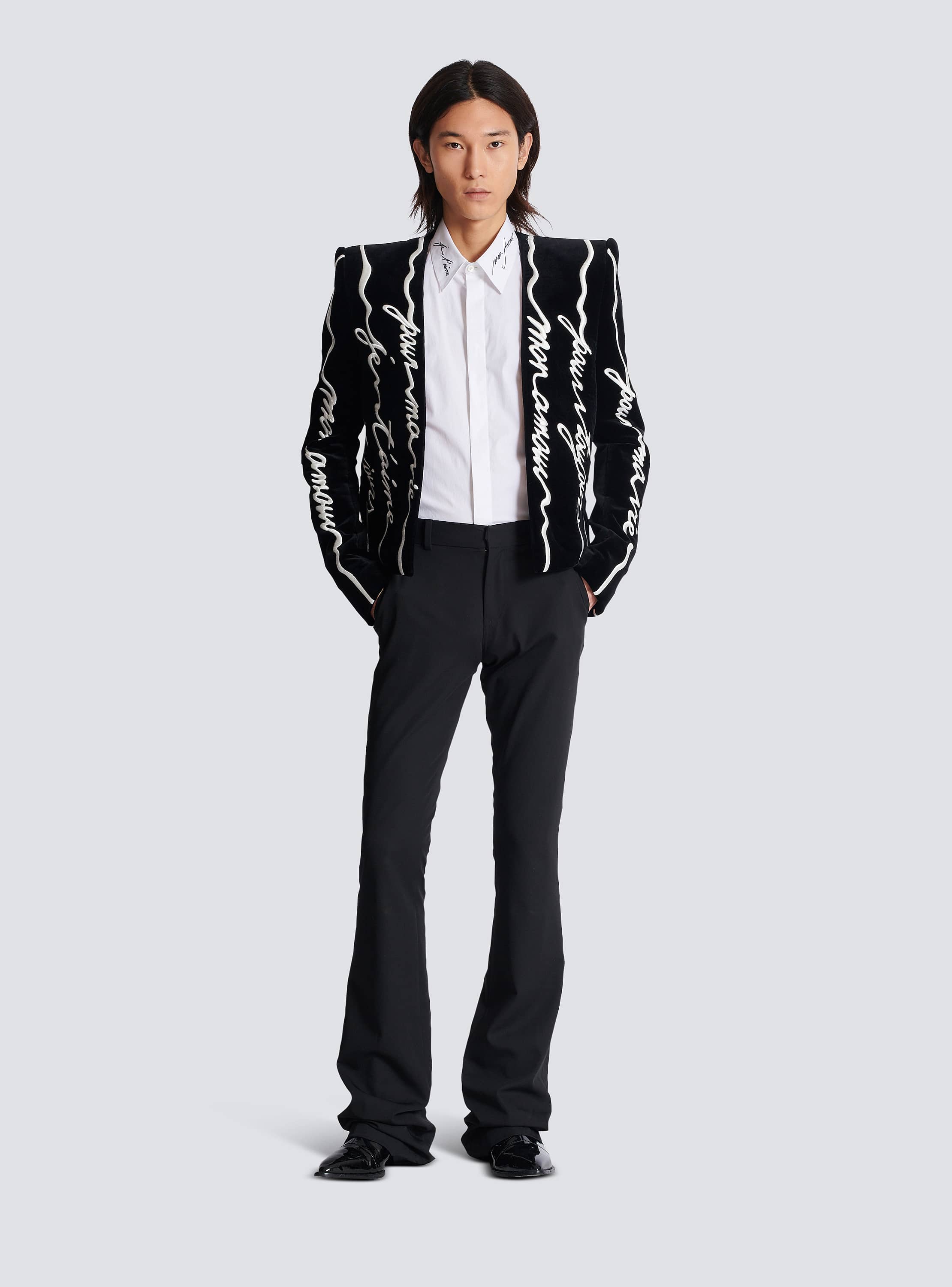 Ameri（アメリ）の「FAKE LEATHER EMBROIDERY SHIRT（シャツ