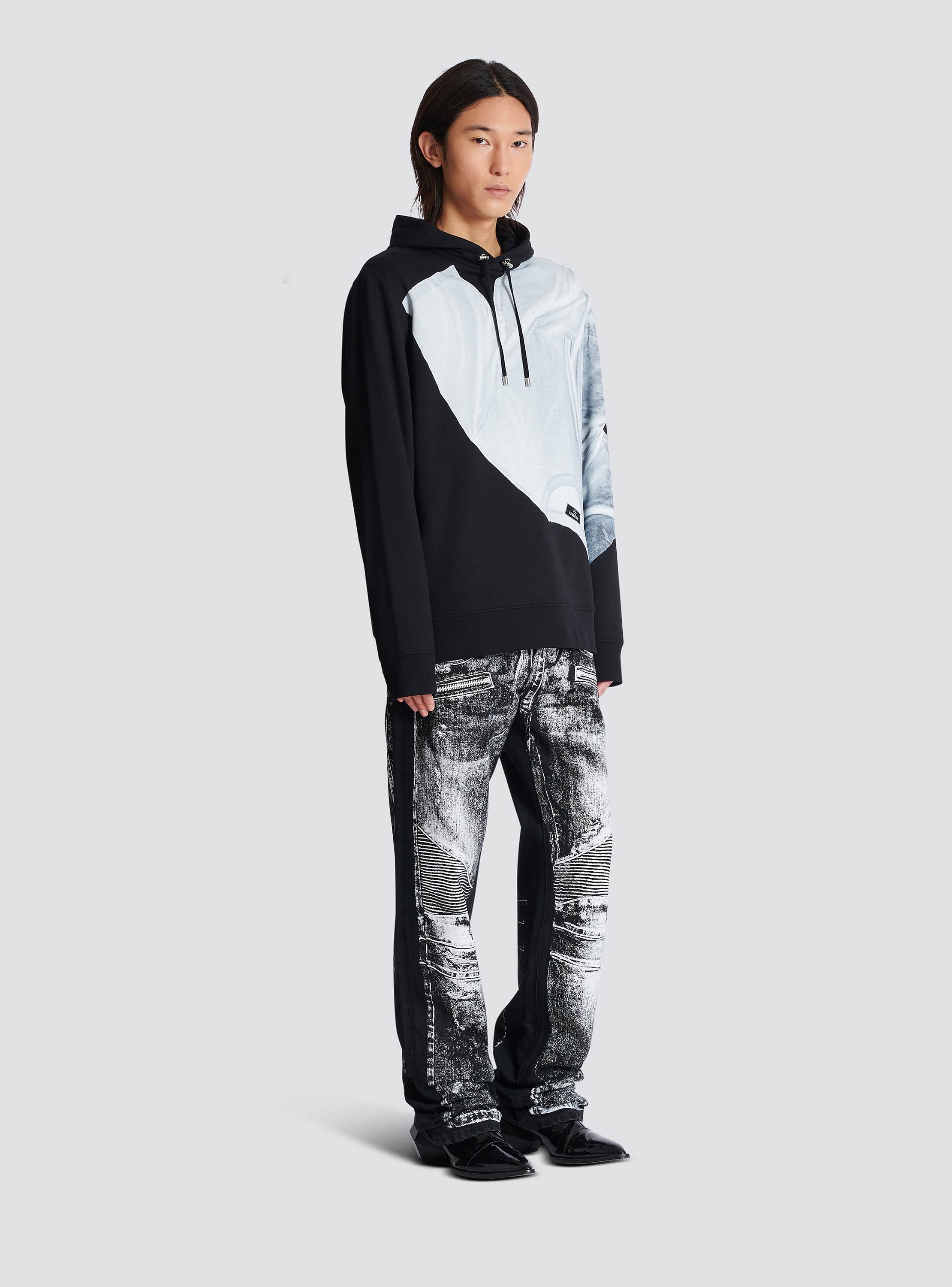 Hoodie with T-shirt print black - Men | BALMAIN