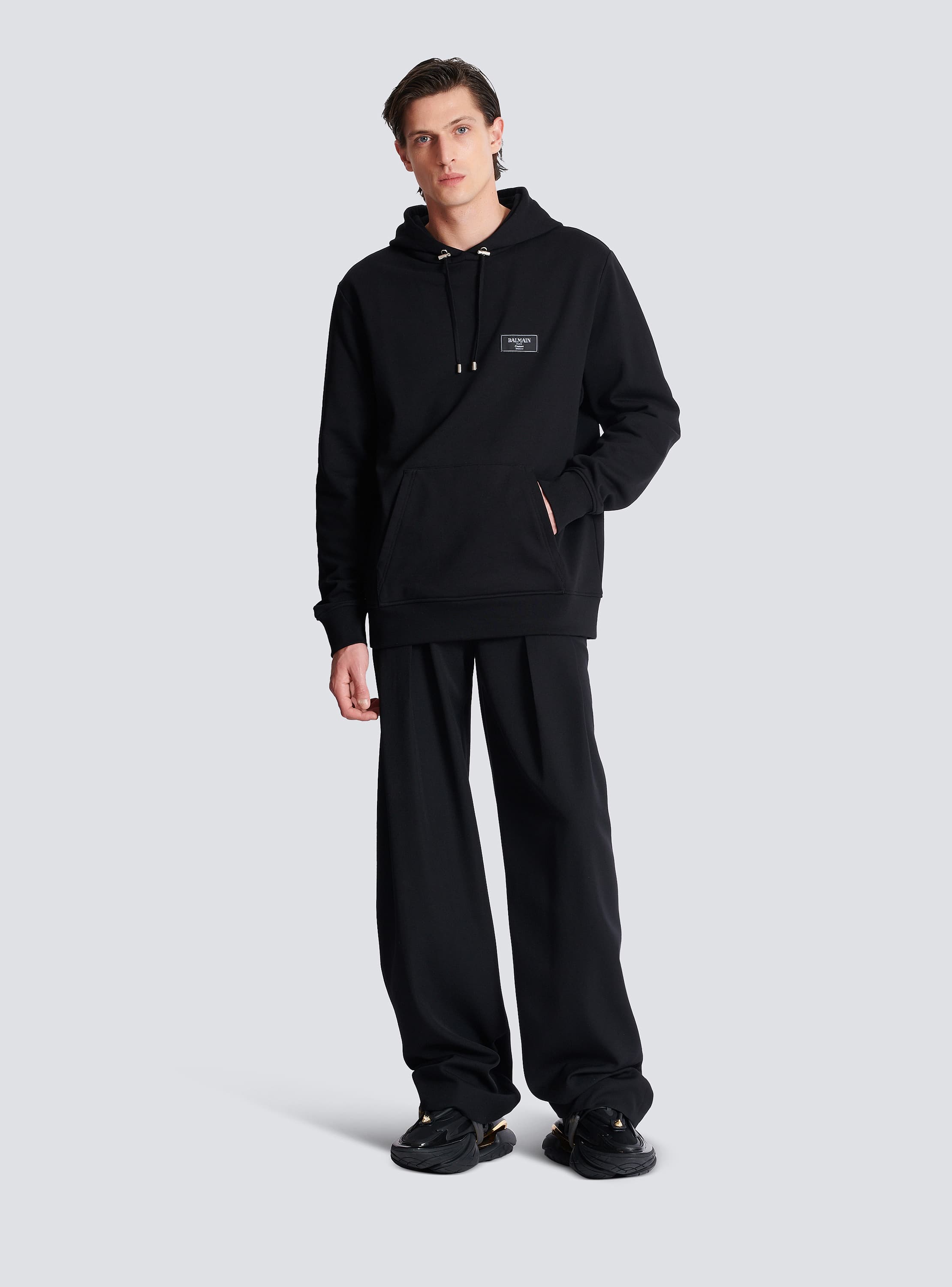 Hoodie with Balmain Couture label black black - Men | BALMAIN