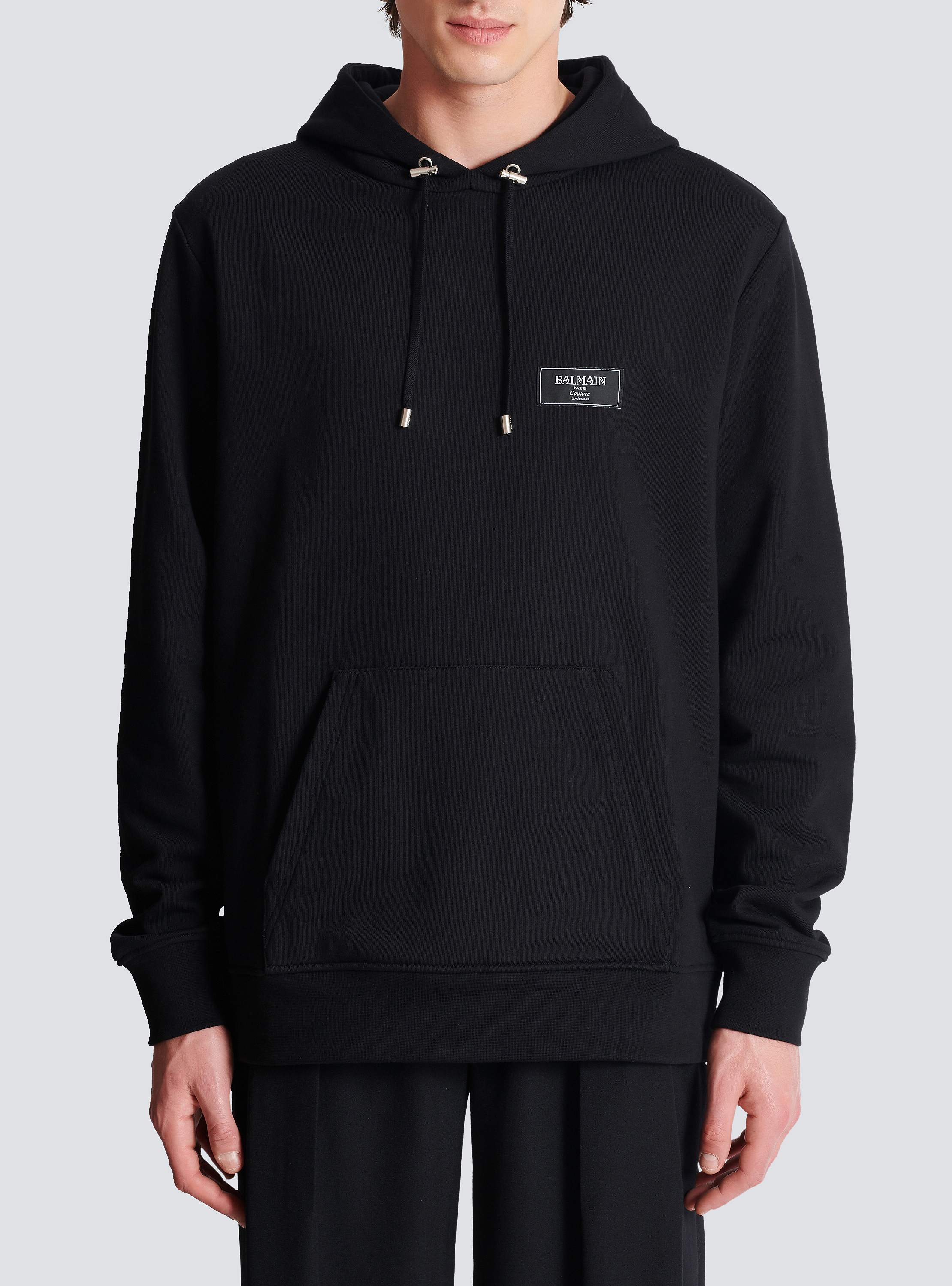 【関税込み】Balmain ブラック Balmain Couture Label フーディ Hoodie with Balmain Couture label black black - Men | BALMAIN