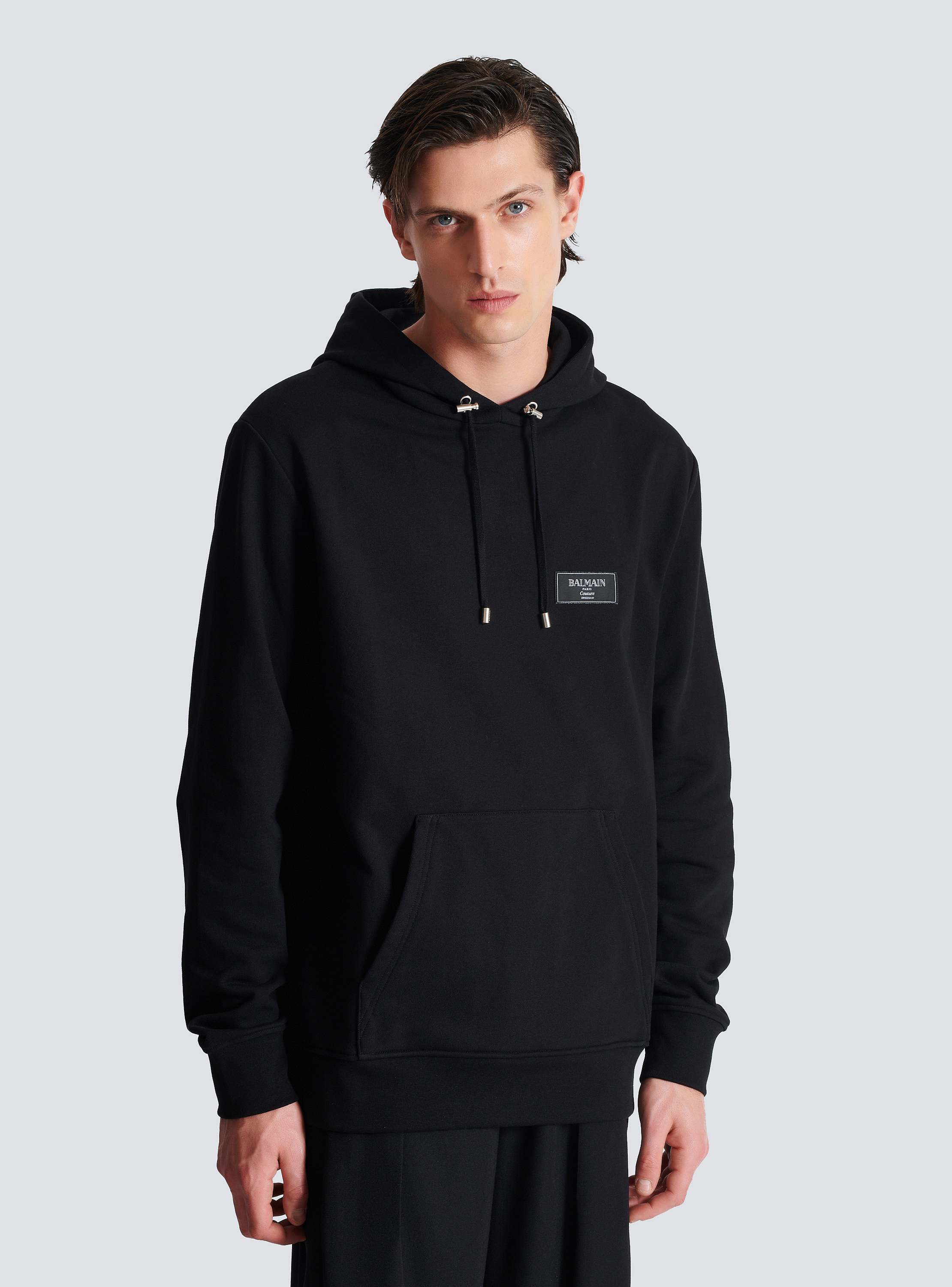 Hoodie with Balmain Couture label black black - Men | BALMAIN