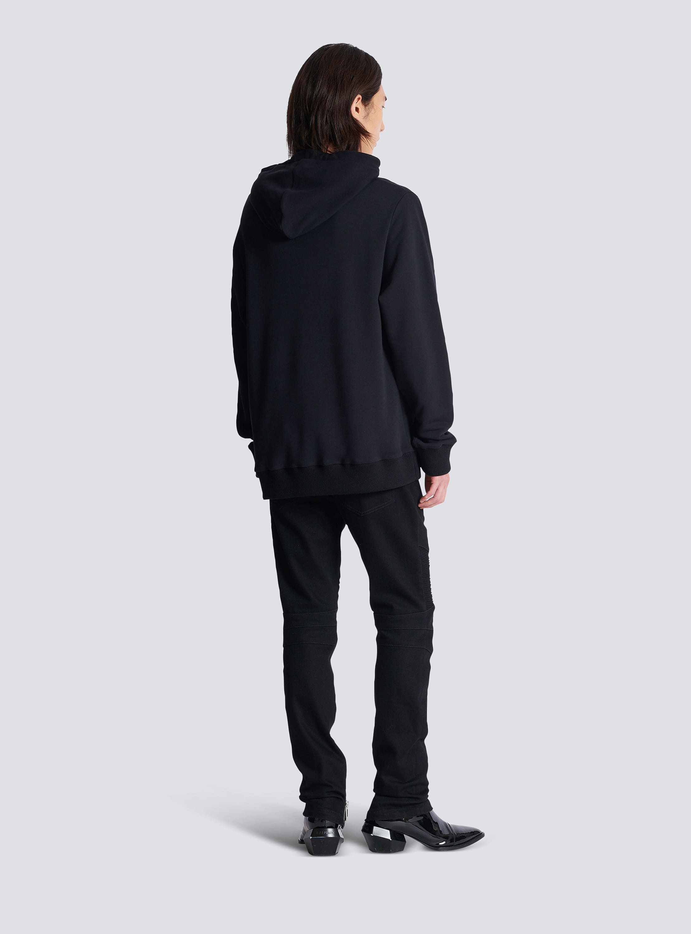 Embroidered Balmain Letter hoodie black - Men | BALMAIN Embroidered Balmain Letter hoodie black - Men | BALMAIN