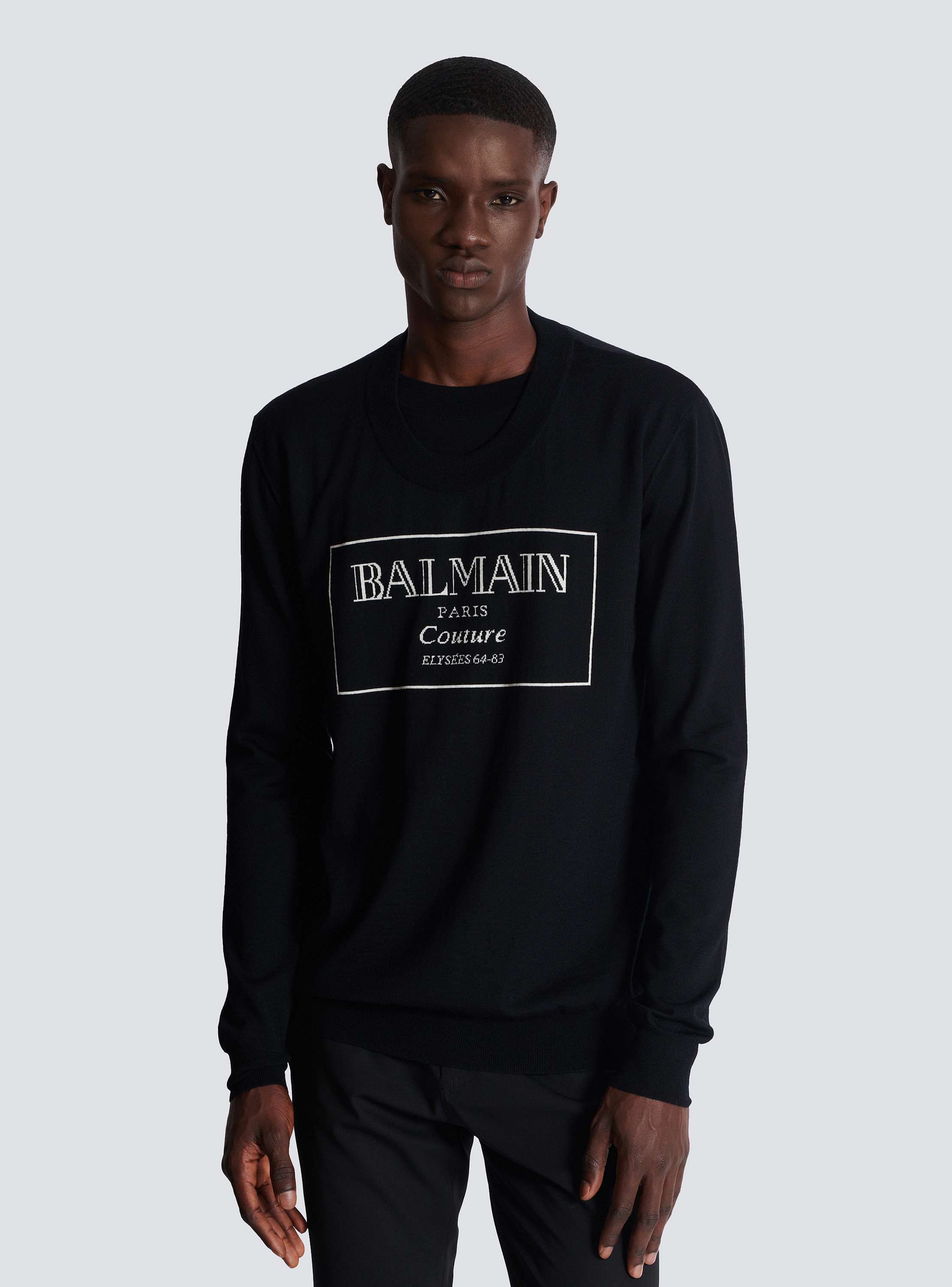 【関税込み】balmain Chest embroidery sweater Ribbed sweatshirt with 