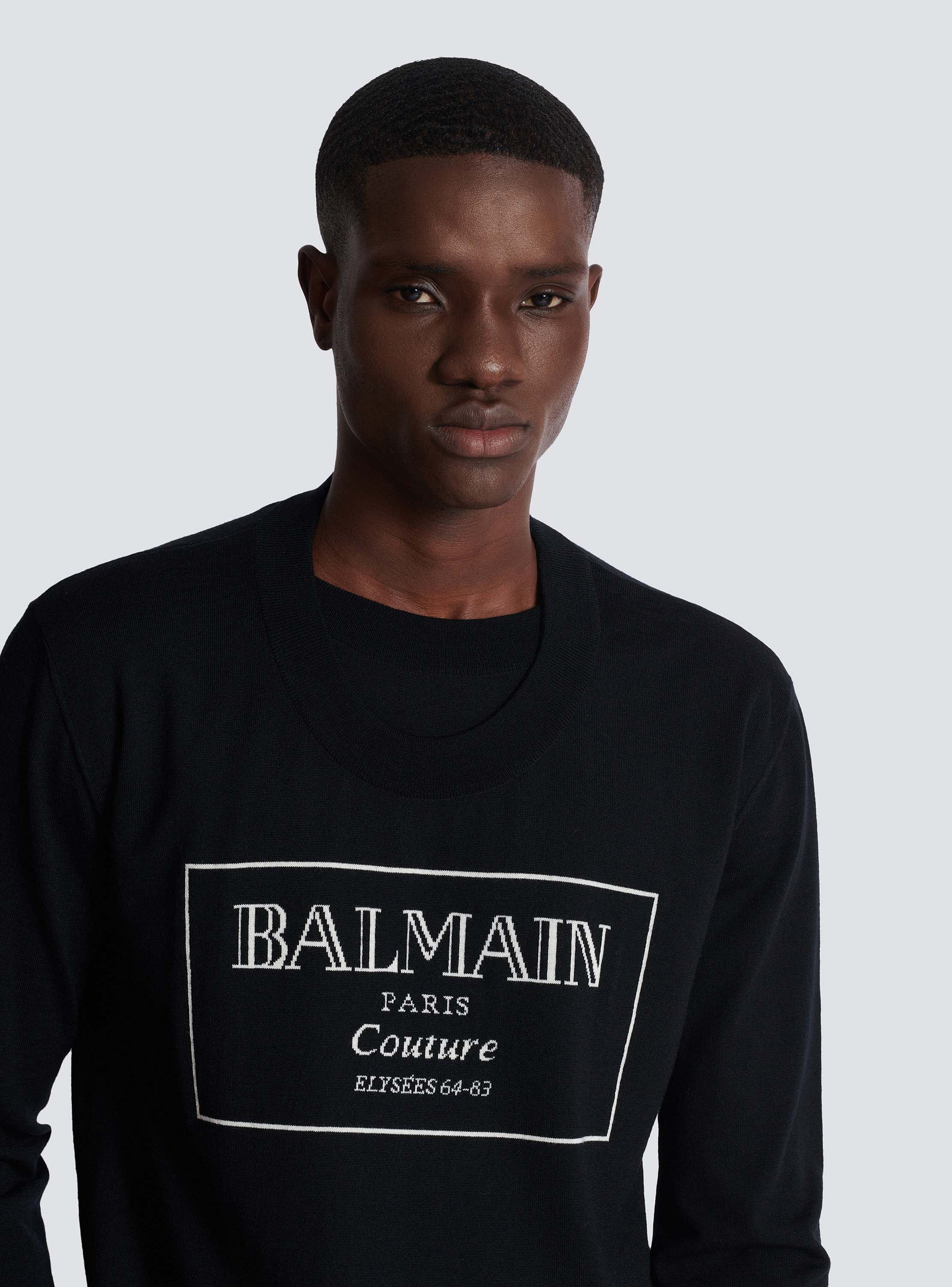 最新人気 Couture Balmain with jumper Knit label BALMAIN | Men - black トップス