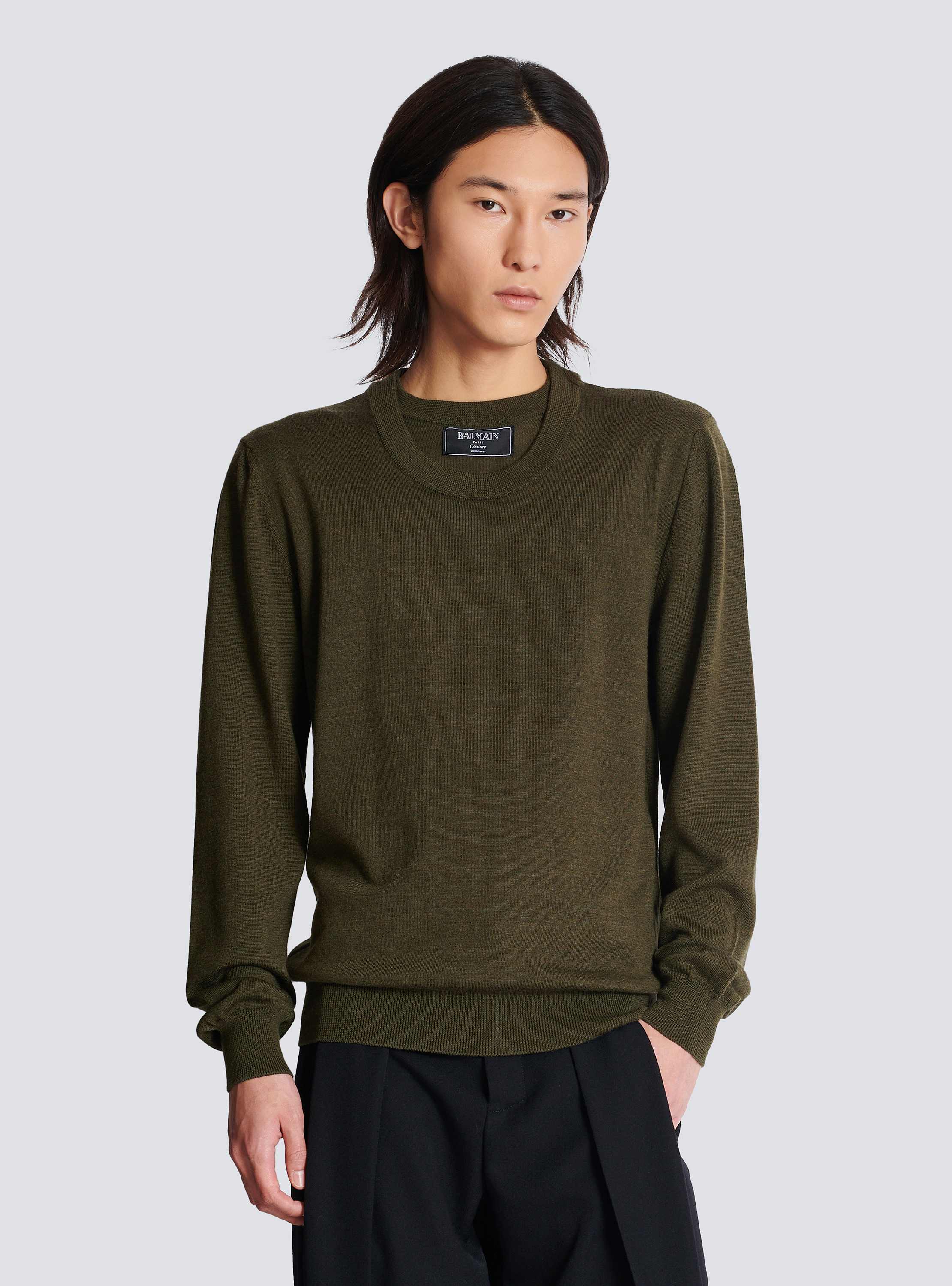 【送料&関税込】Balmain Logo Patch Double-collar Knit Sweate Balmain Logo Patch Double-Collar Knit Sweater – Cettire