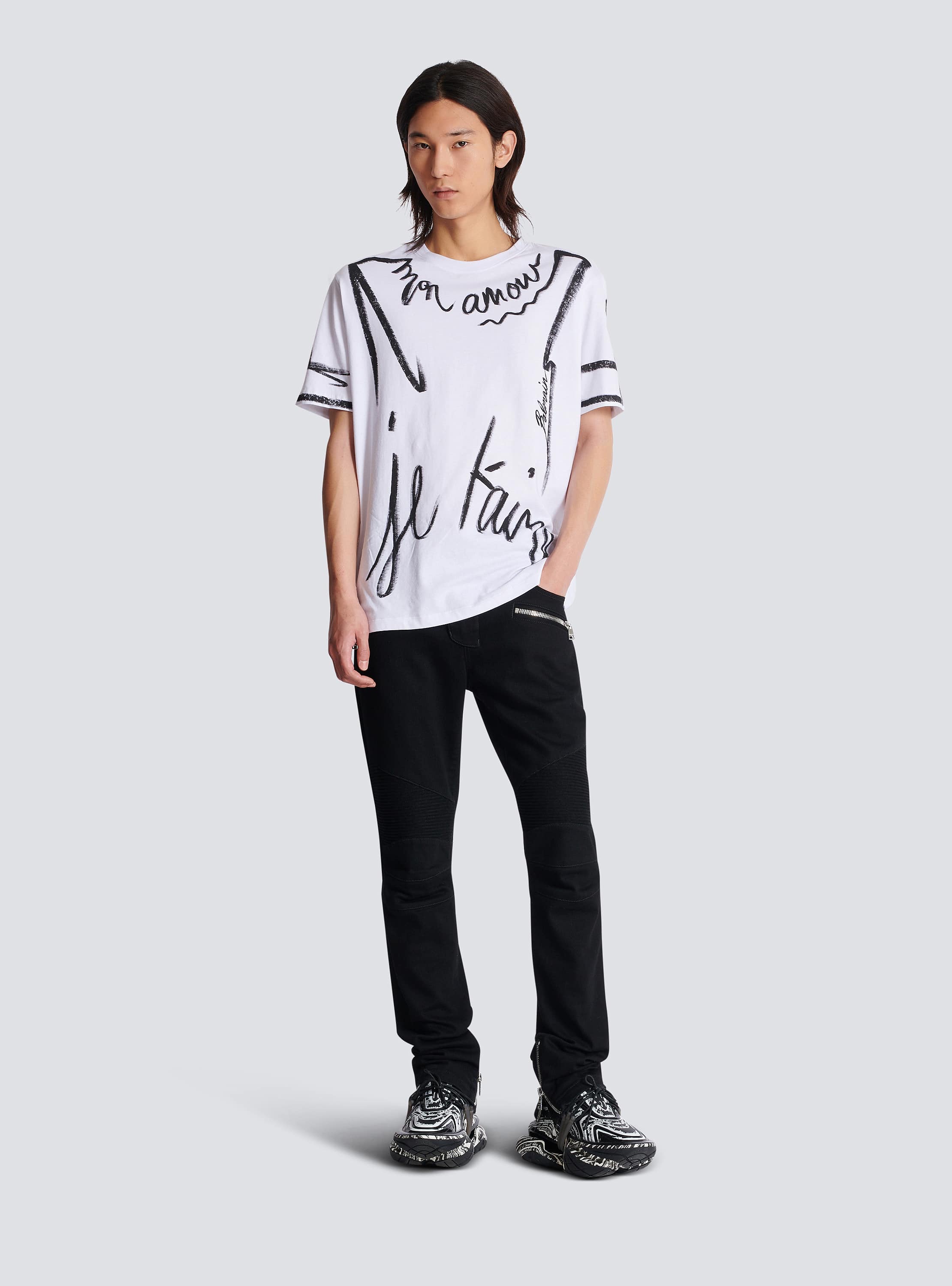 Slim-fit biker jeans in black denim black - Men | BALMAIN