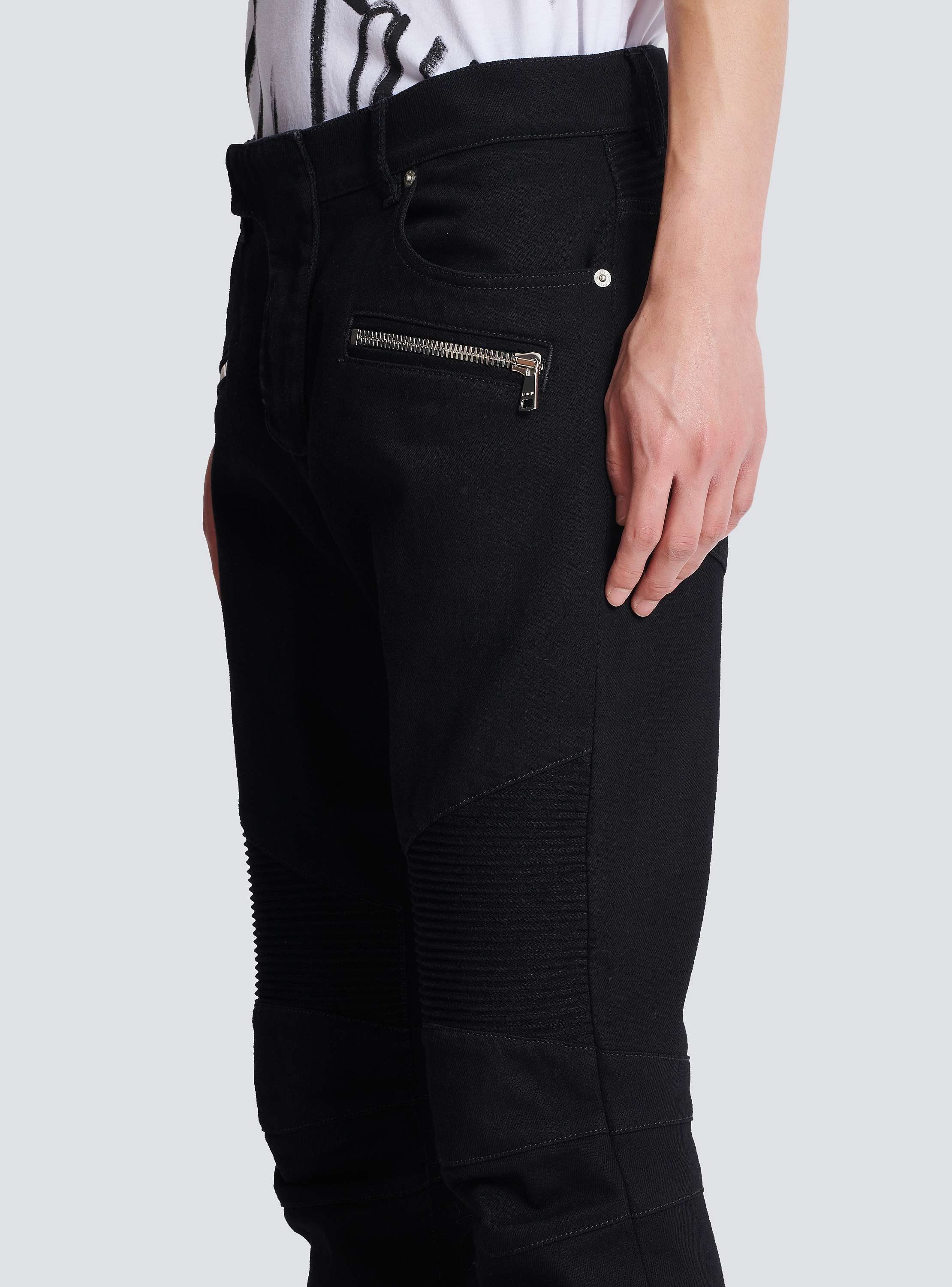 Slim-fit biker jeans in black denim black - Men | BALMAIN
