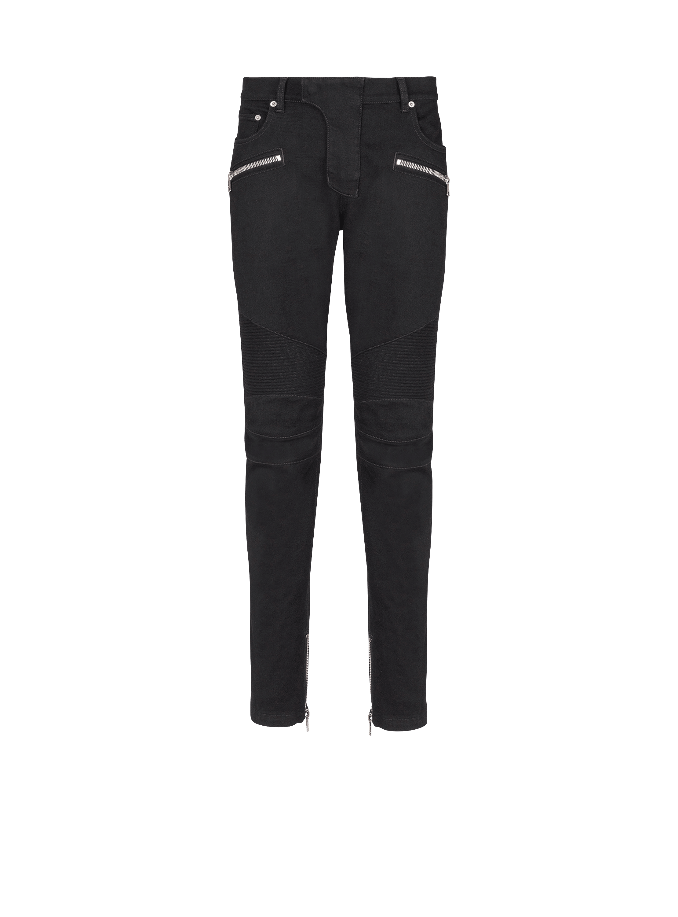 Slim-fit biker jeans in black denim