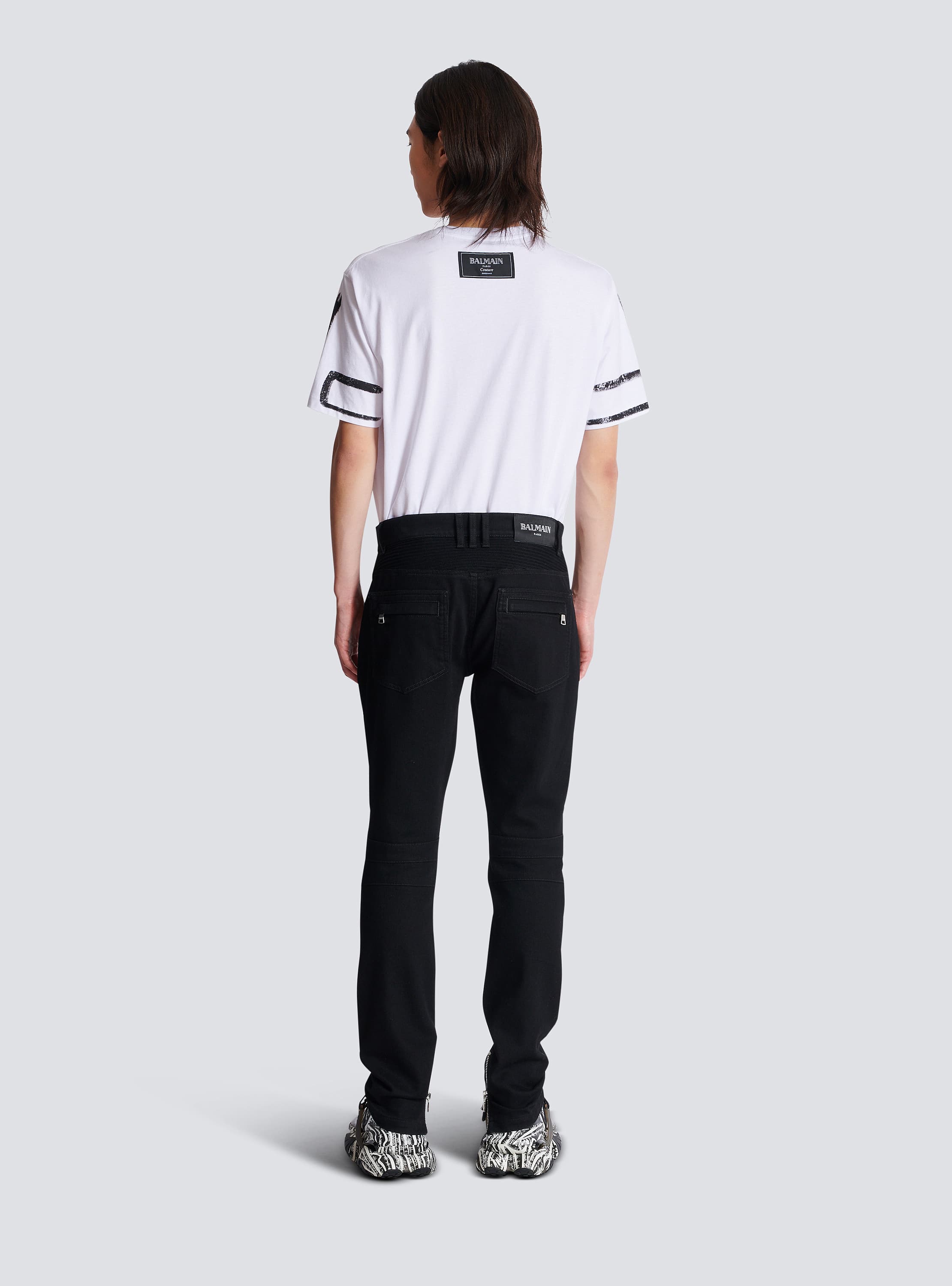 Slim-fit biker jeans in black denim black - Men | BALMAIN