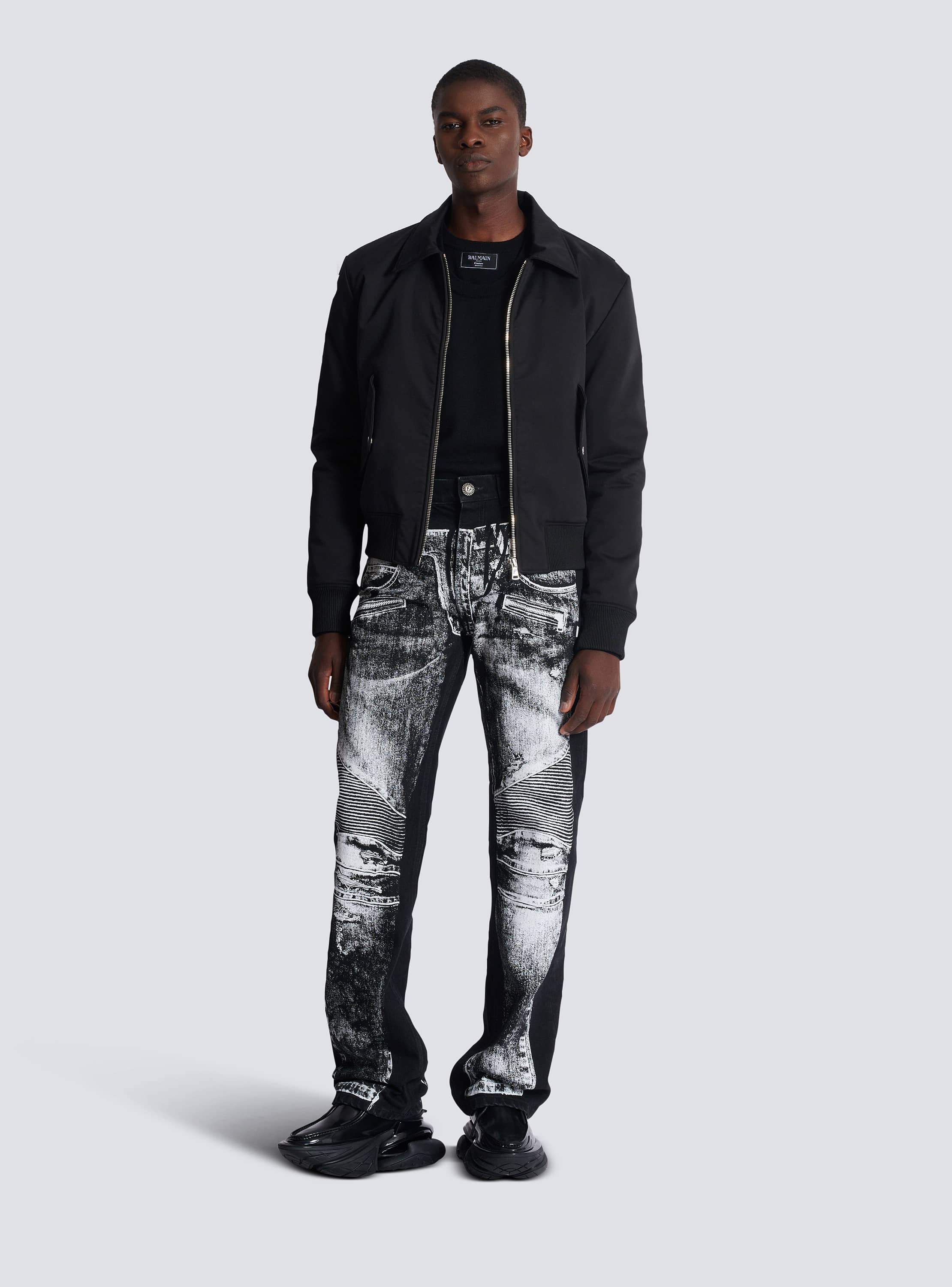 HOT Men's BALMAIN @ BIKER Slim TAPERED PAINTED STRETCH LAMPO