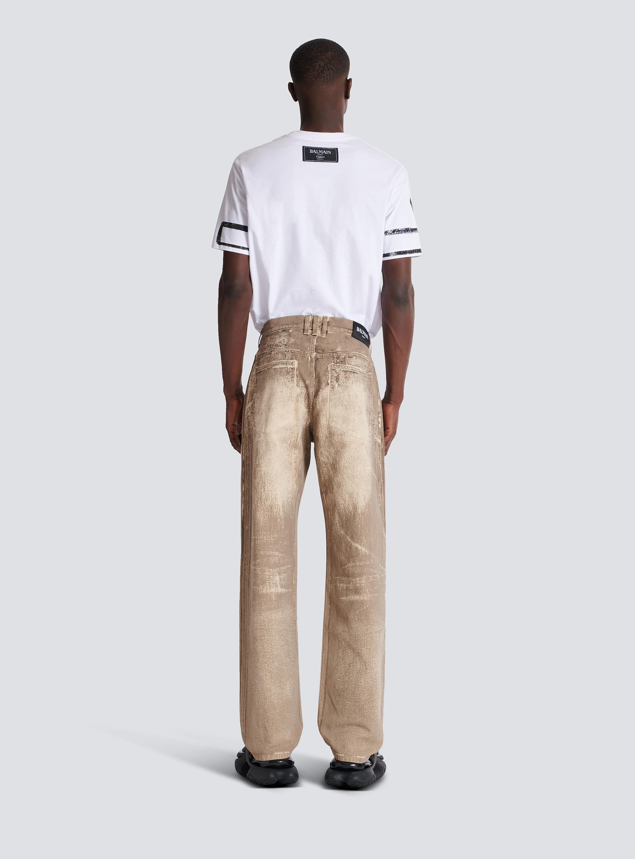 Loose-fit beige denim jeans