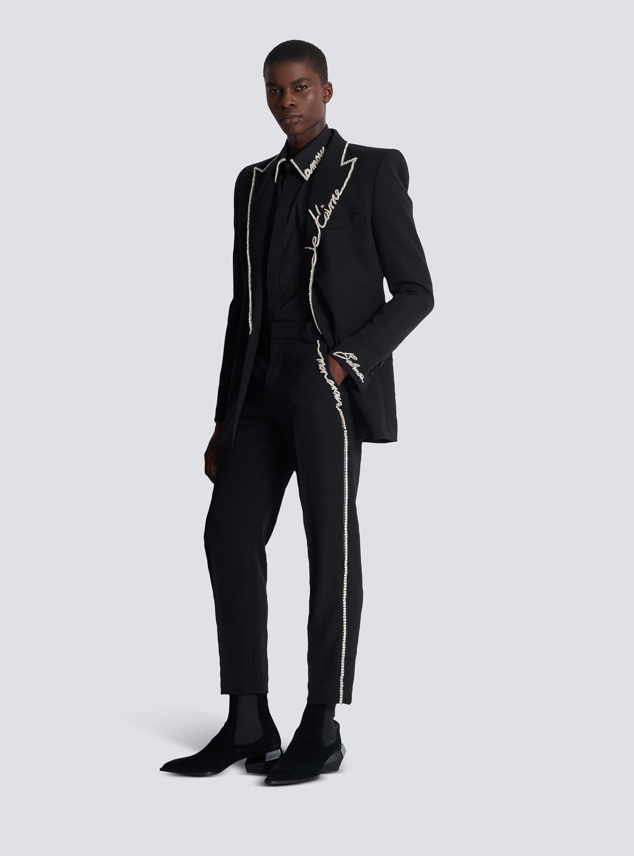刺绣粒面西装裤- Men | BALMAIN